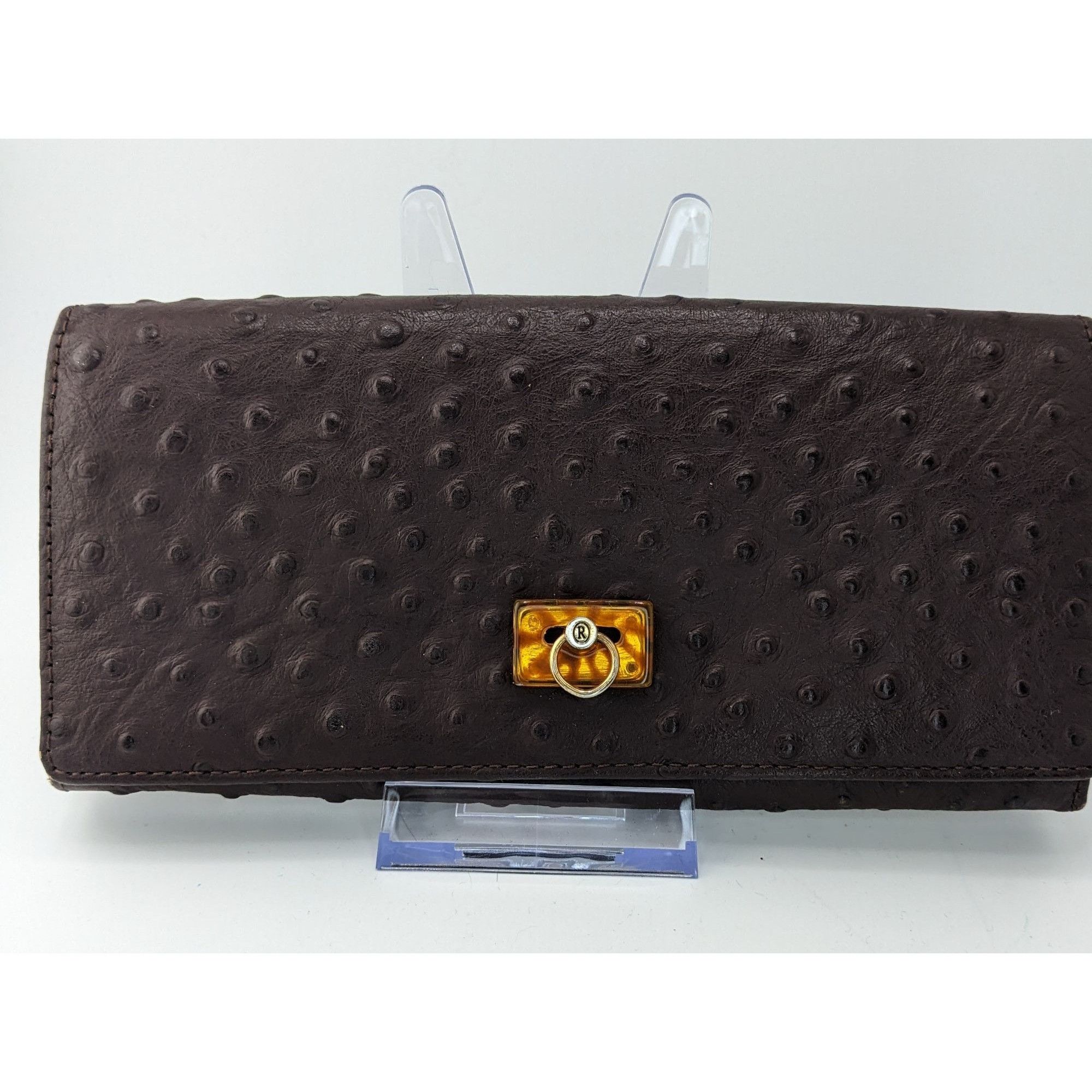 Other Roberta Viviani Ostrich Embossed Leather Wallet With Gold Ac Size ONE SIZE - 5 Thumbnail