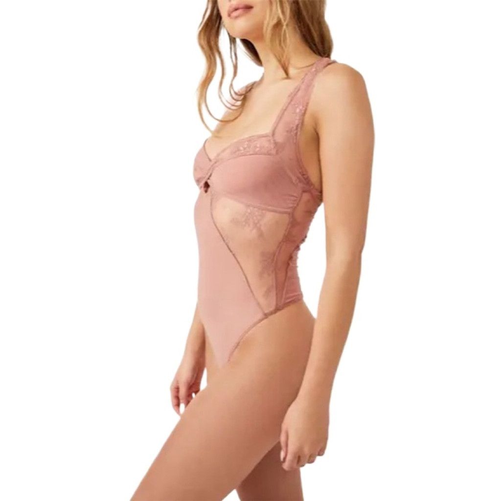 Free People Free People Sheer Things Lace Trim Mesh Bodysuit Size XS NWT Size ONE SIZE - 1 Thumbnail