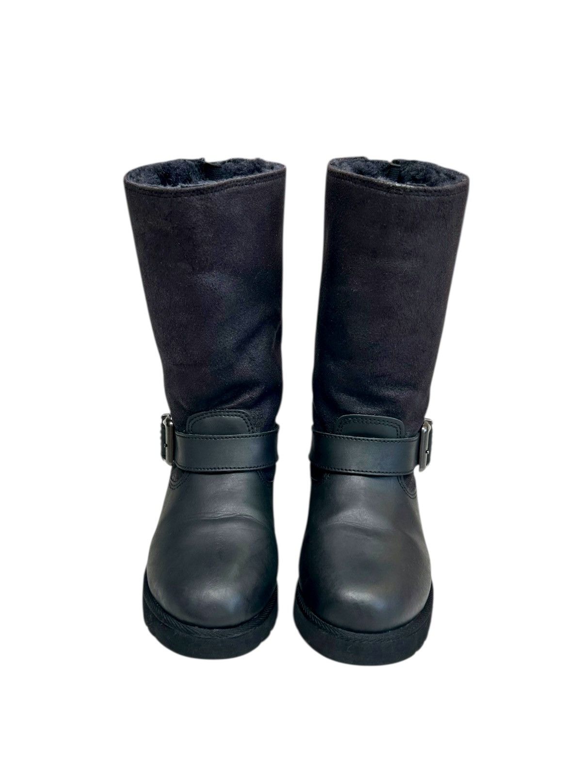 Buffalo London Vintage Buffalo Black leather fur boots ankle biker style Size US 8 / IT 38 - 3 Thumbnail