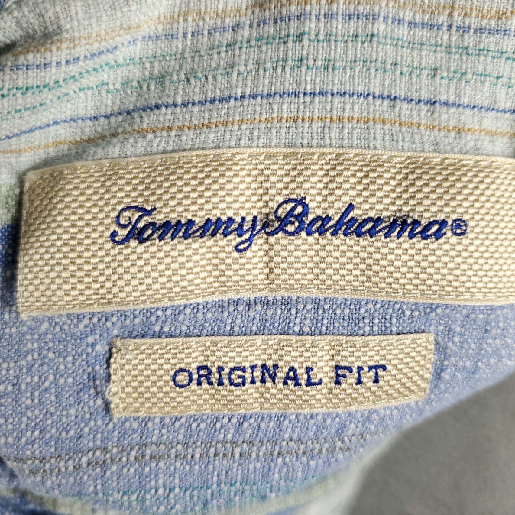 Tommy Bahama Tommy Bahama Shirt Mens Large Silk Short Sleeve Button-Up Striped Blue Hawaiian Beach Mens Size US L / EU 52-54 / 3 - 7 Thumbnail