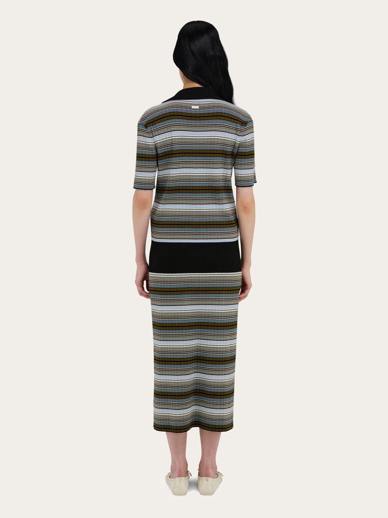Salvatore Ferragamo o1s1rm0426 Knitted Striped Dress in Multicolor Size S / US 4 / IT 40 - 4 Thumbnail