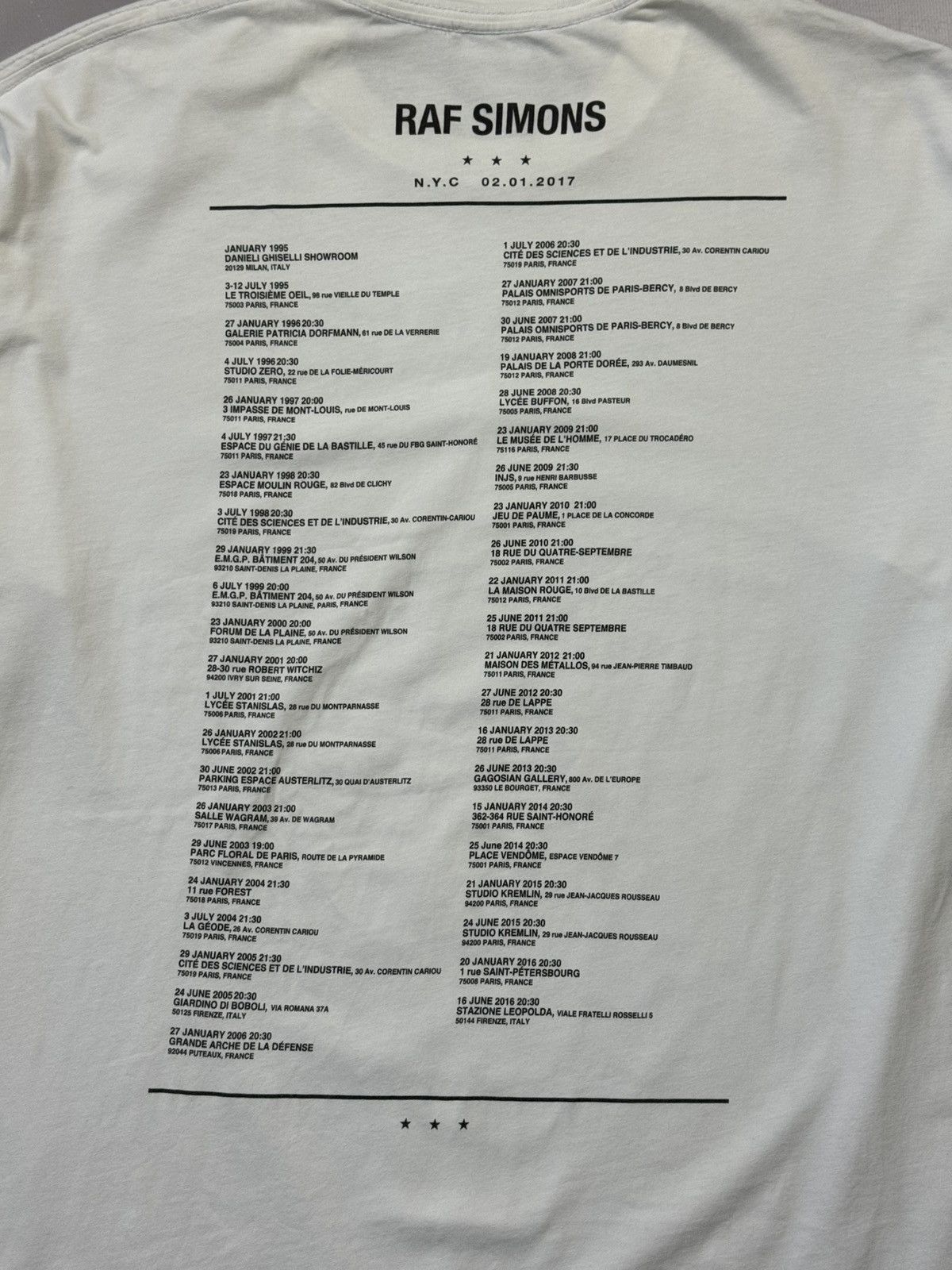 Raf Simons Fw17 Raf Simons America Tour Tee(White/L-XL) Size US XL / EU 56 / 4 - 5 Thumbnail