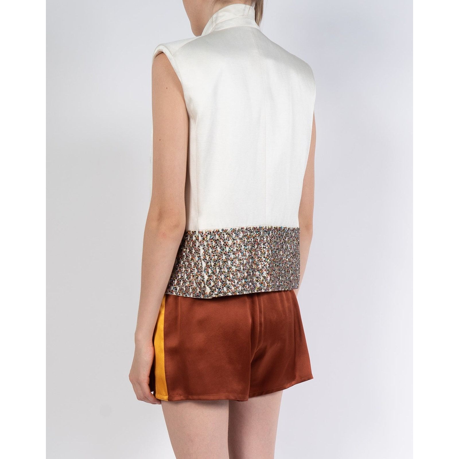 Haider Ackermann SS14 Glitter Detail Vest in White Taroni Silk Size S / US 4 / IT 40 - 5 Thumbnail