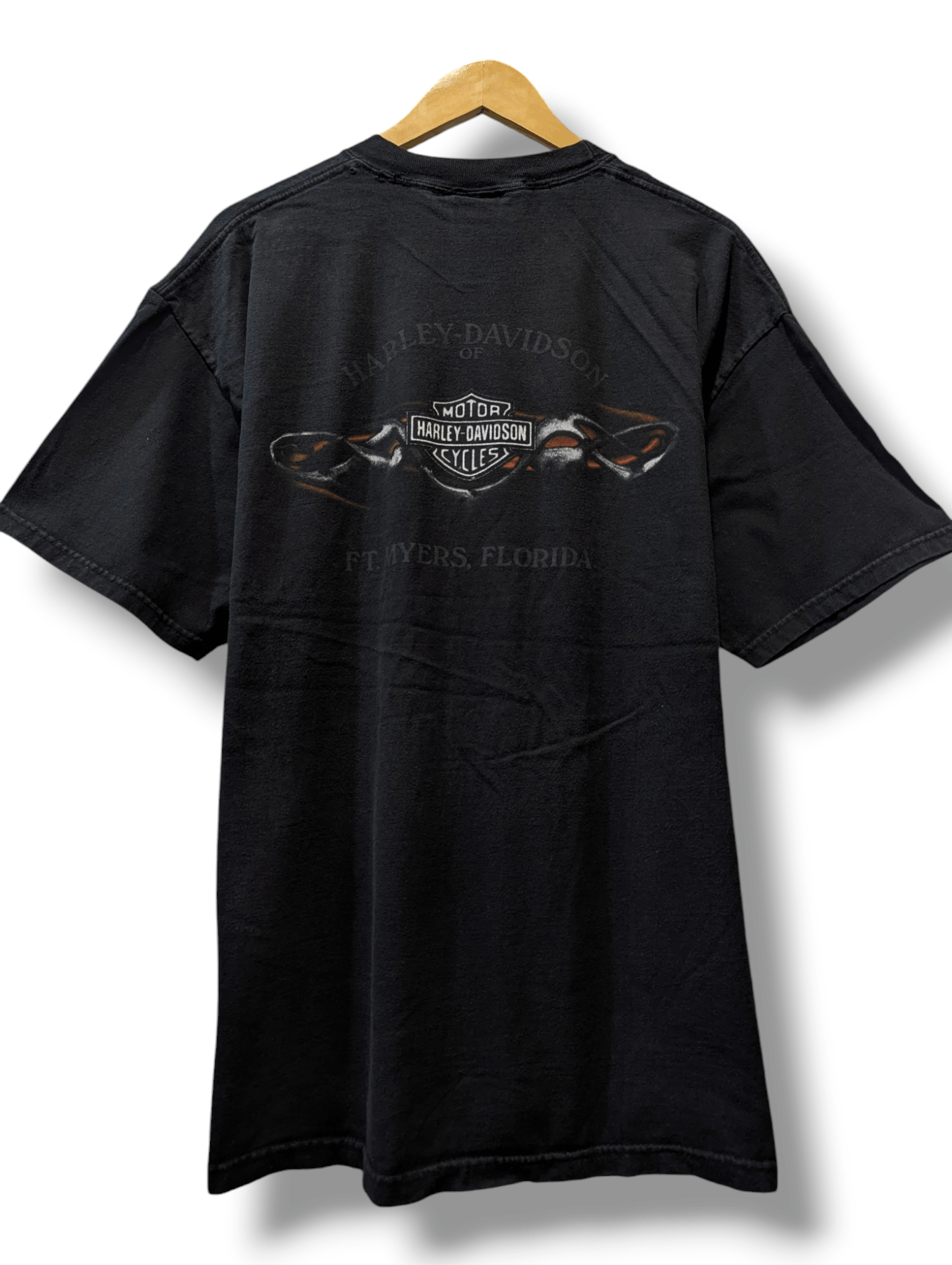Harley Davidson × Vintage VINTAGE HARLEY DAVIDSON SKULL FLAME LOGO T-SHIRT Size US XL / EU 56 / 4 - 4 Thumbnail