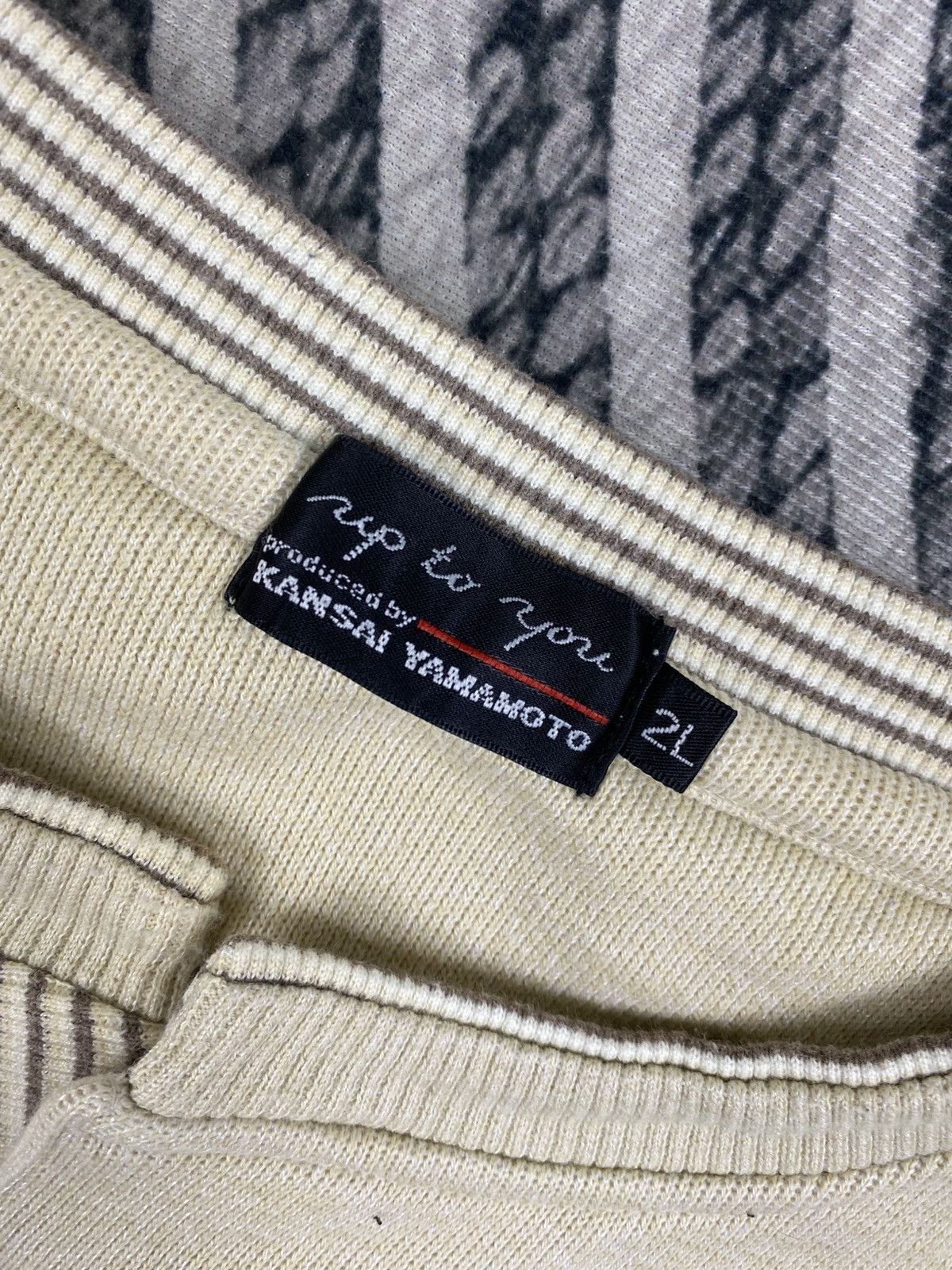 Kansai Yamamoto Vintage Kansai Yamamoto Beige Sweatshirt Size US M / EU 48-50 / 2 - 8 Thumbnail