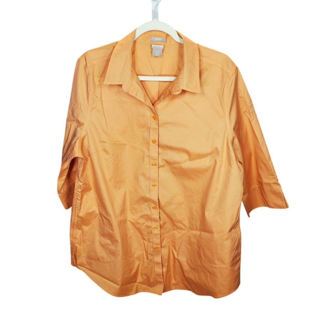 Chicos Chicos Orange No Iron Tunic Button Down Shirt 3 Size XXL / US 16-18 / IT 52-54 - 9 Thumbnail