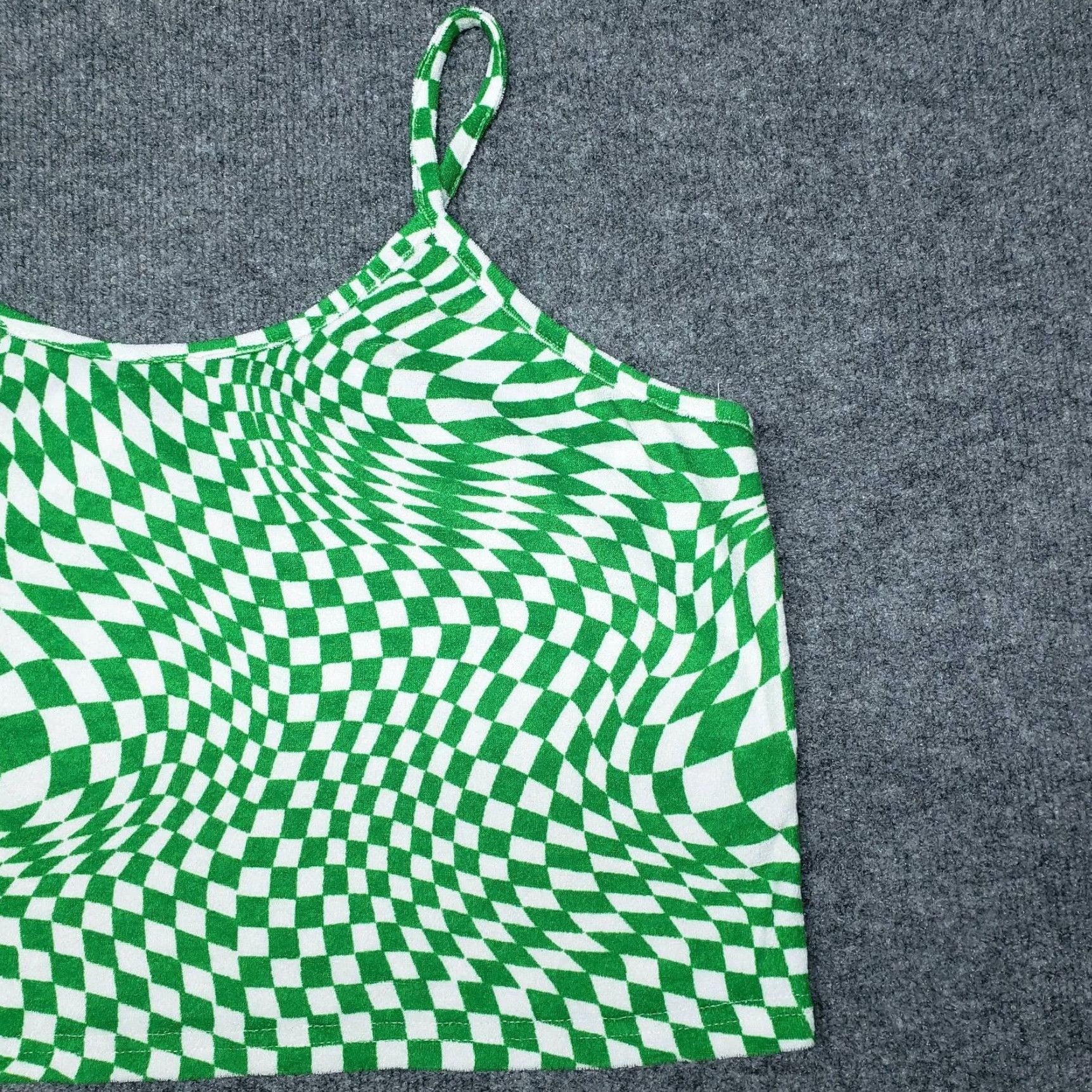 Vintage VINTAGE Rue21 Crop Top Womens Plus 4X Green White Checkered Spaghetti Strap Terry New Size XXL / US 16-18 / IT 52-54 - 5 Thumbnail