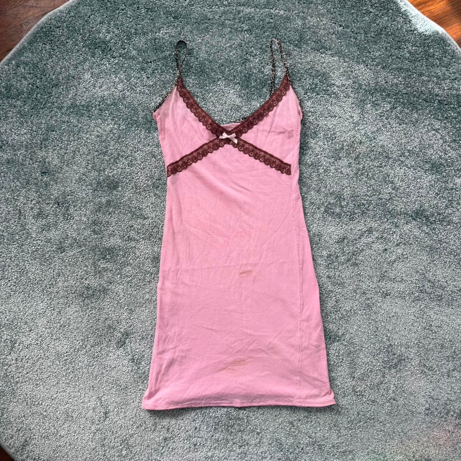 Vintage ⋆ 𓆩♡𓆪 vintage Y2K soft pink lace slip dress ⋆ Size XS / US 0-2 / IT 36-38 - 1 Thumbnail