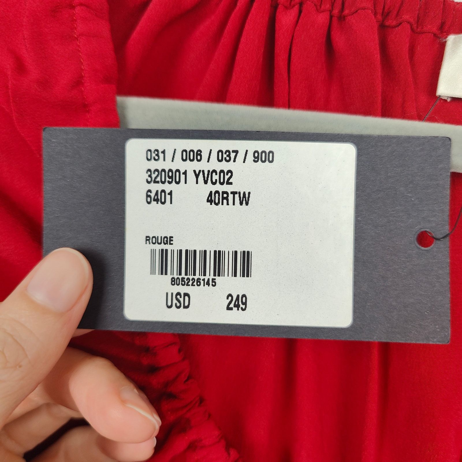 Saint Laurent Paris Saint Laurent Blouse Womens FR 40 US 8 Red Silk Puff Sleeve Size L / US 10 / IT 46 - 7 Thumbnail
