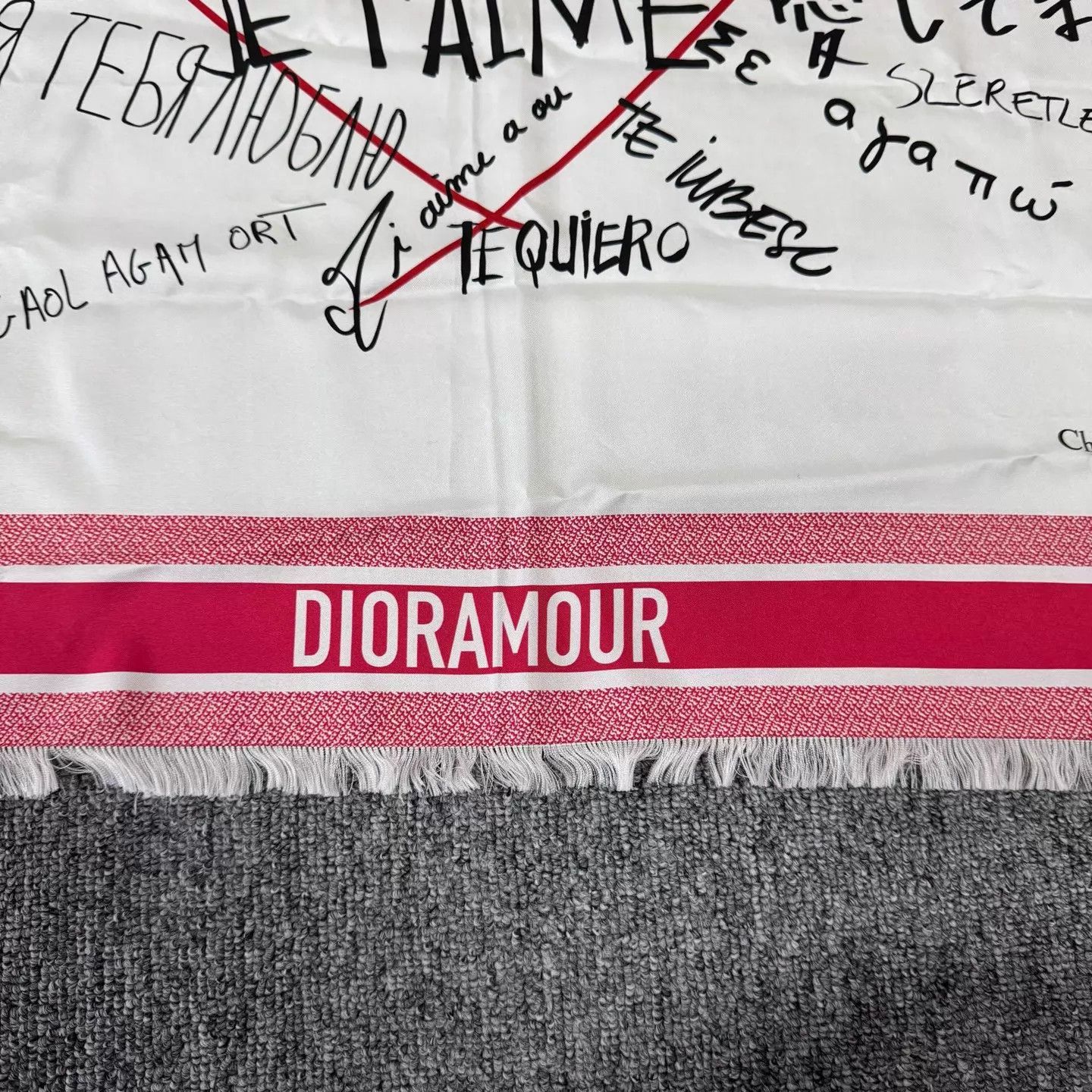 Dior Dior 100 Love You Tassel Silk Scarf (Valentine’s) Size ONE SIZE - 2 Thumbnail
