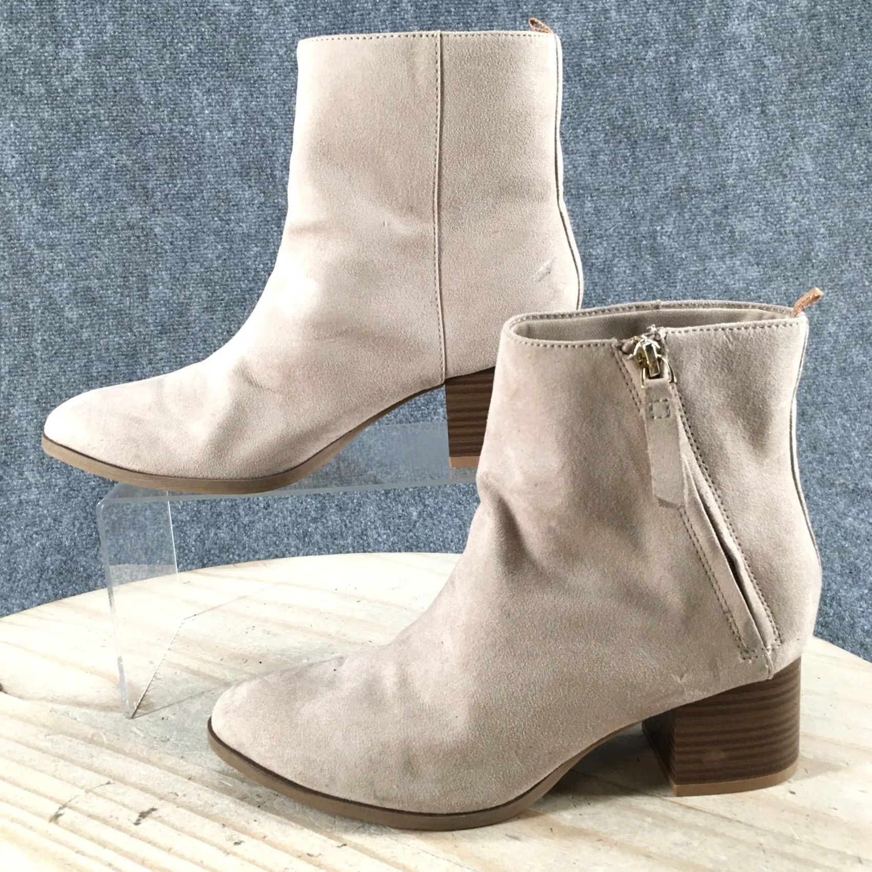 Old Navy Old Navy Boots Womens 6 Beige Ankle Bootie Block Heels Side Zip Suede Casual Size US 6 / IT 36 - 2 Thumbnail