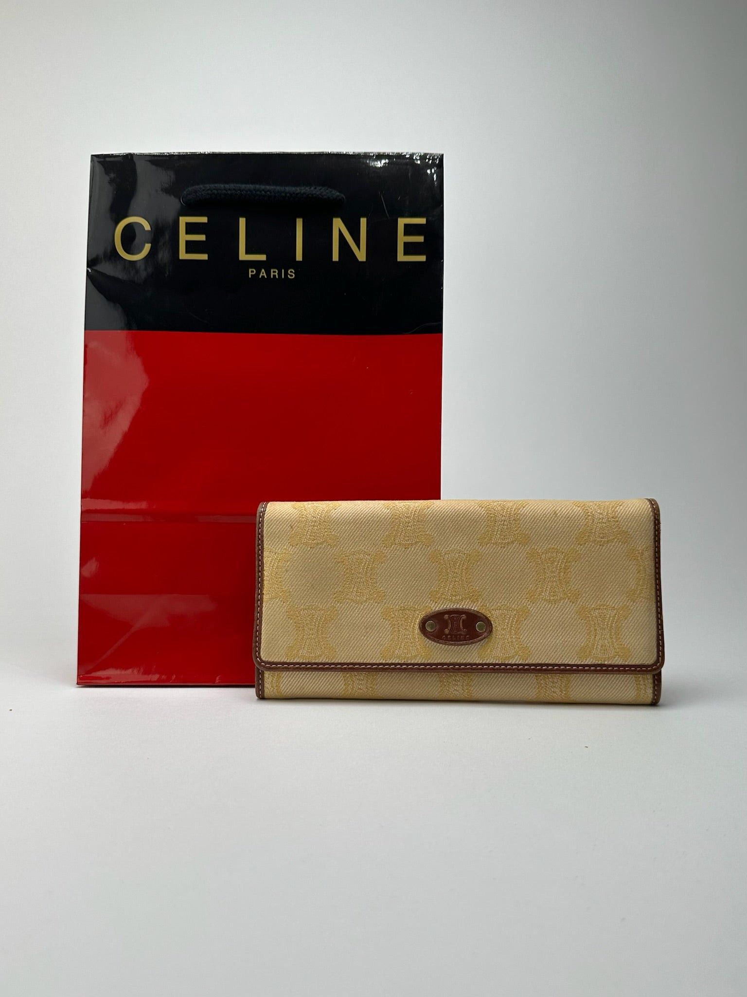 Celine Vintage Paris Monogram Wallet cream brown Size ONE SIZE - 1 Thumbnail