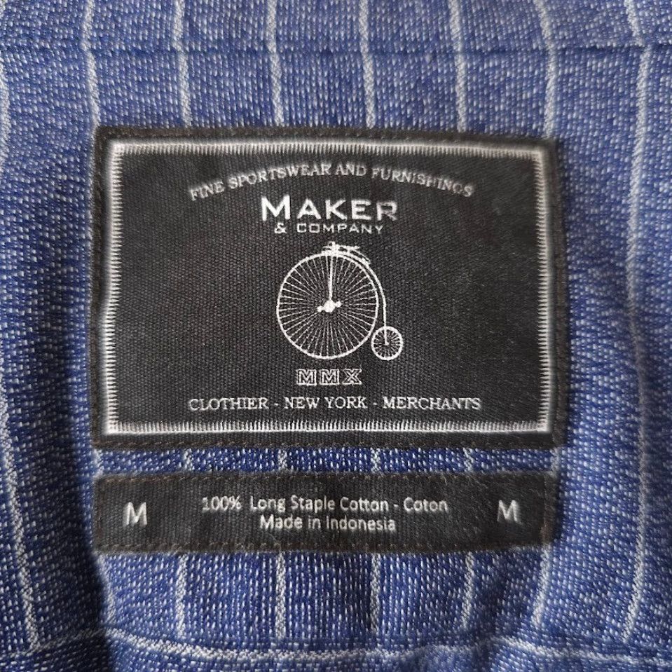 Vintage Maker & Company Striped Casual Shirt Mens Medium Blue Button-Up Collared Short Sleeve Shirt Size US M / EU 48-50 / 2 - 5 Thumbnail