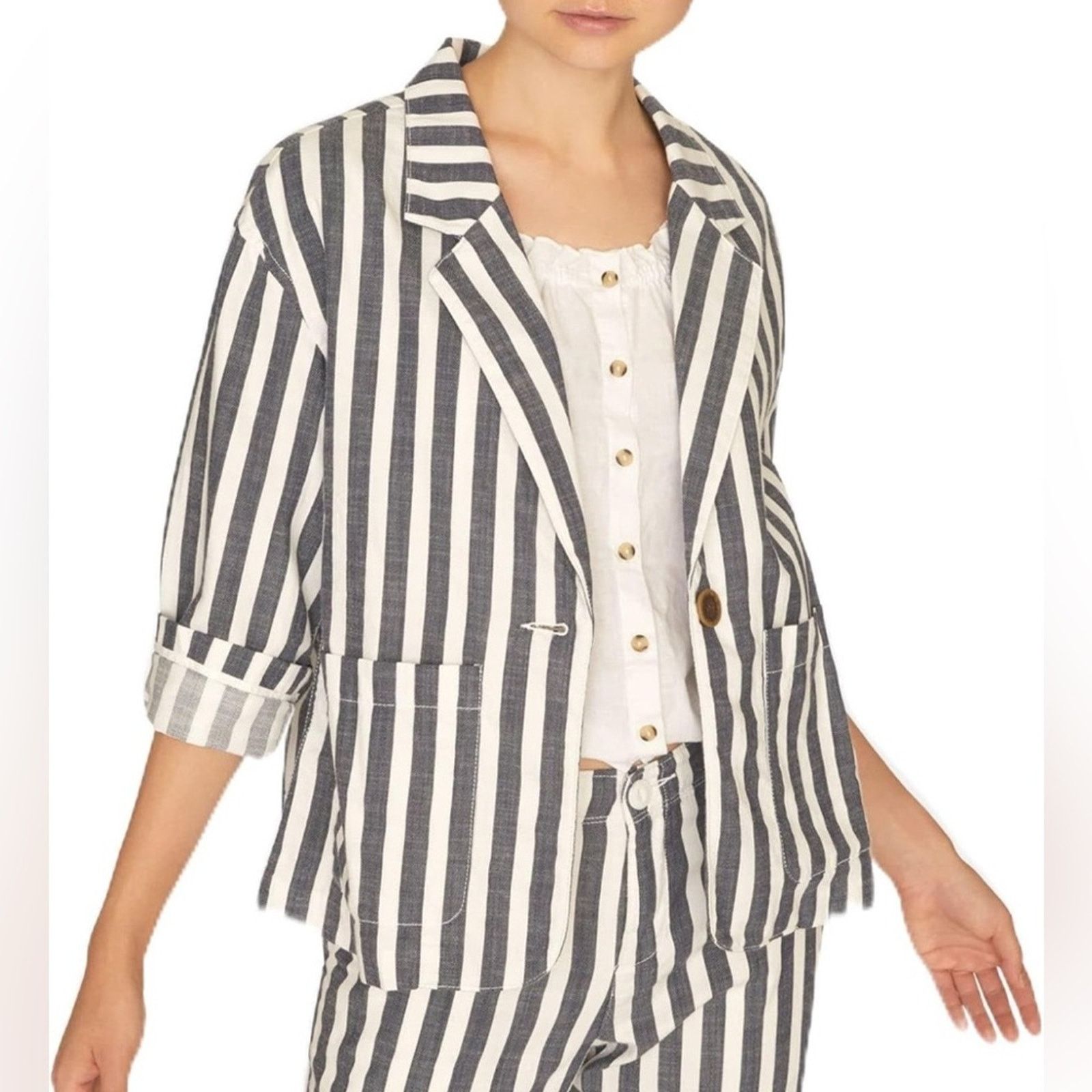 Sanctuary New Sanctuary Notched Collar Striped Blazer - S - $139 Size S / US 4 / IT 40 - 1 Thumbnail