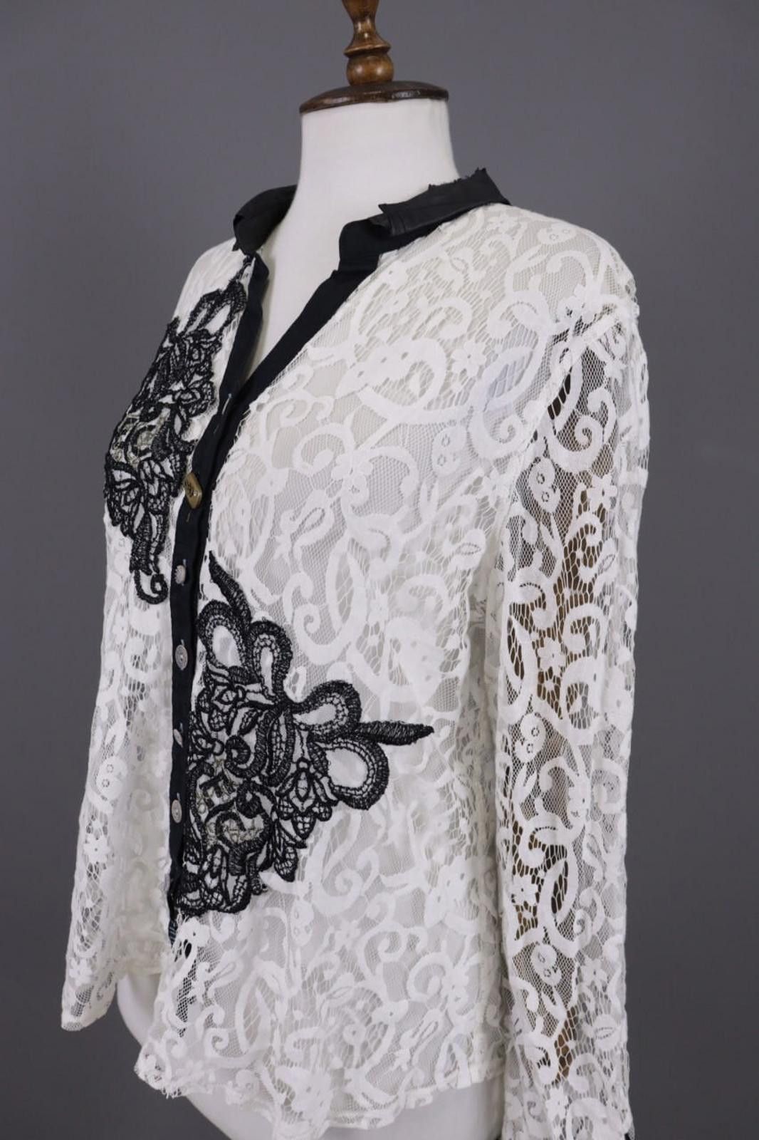 Designer Elisa Cavaletti White Embroidered Button Down Shirt Blouse Size M / US 6-8 / IT 42-44 - 7 Thumbnail