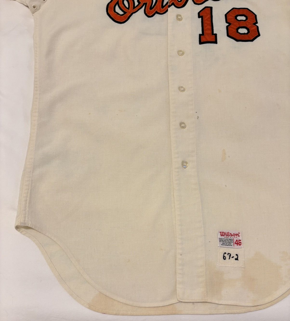 MLB Baltimore Orioles Game Worn 1967 Jersey (worn in 1969) Size US XL / EU 56 / 4 - 3 Thumbnail