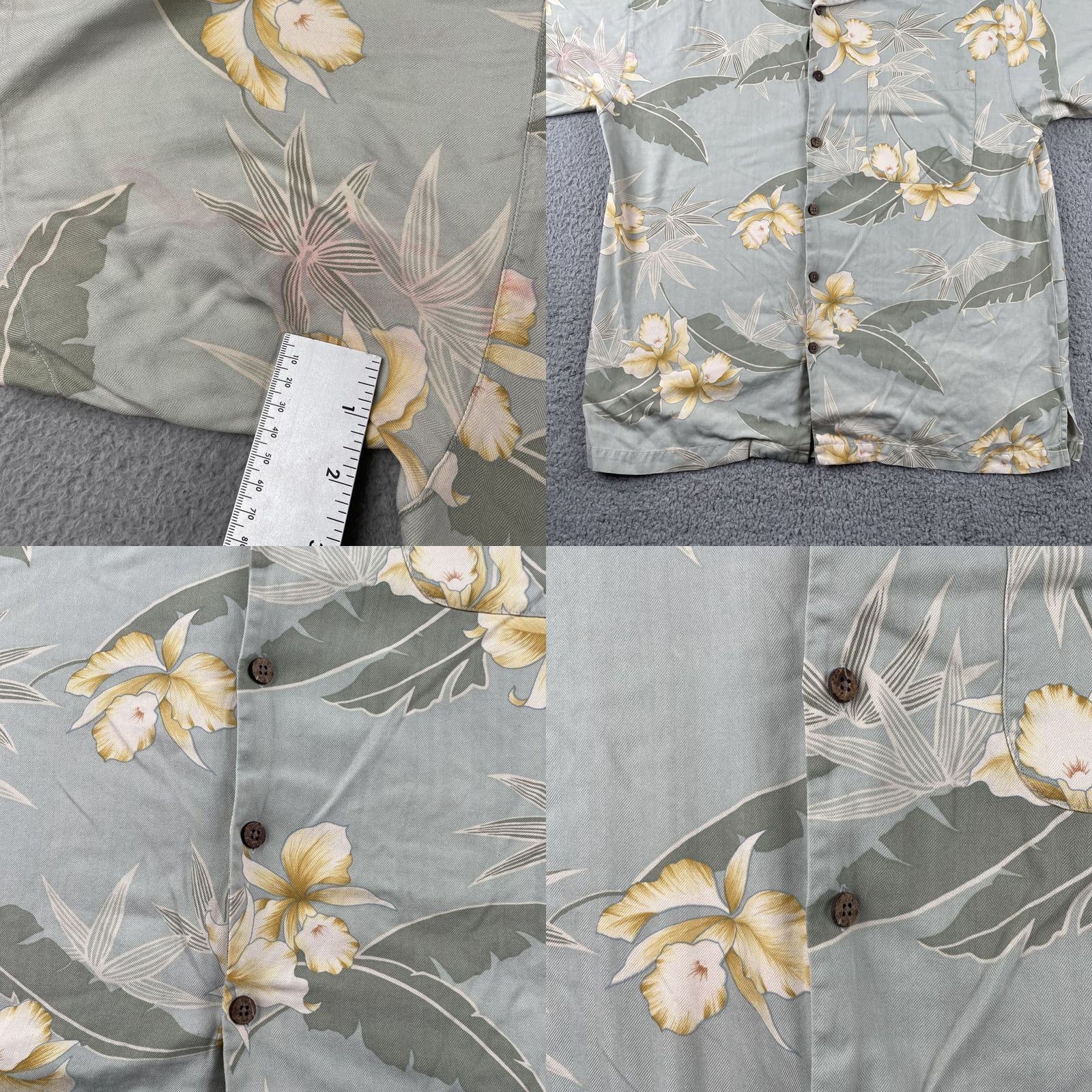 Tommy Bahama VINTAGE Tommy Bahama Shirt Green Floral Silk Button-Up Short Sleeve L Mens Size US L / EU 52-54 / 3 - 8 Thumbnail