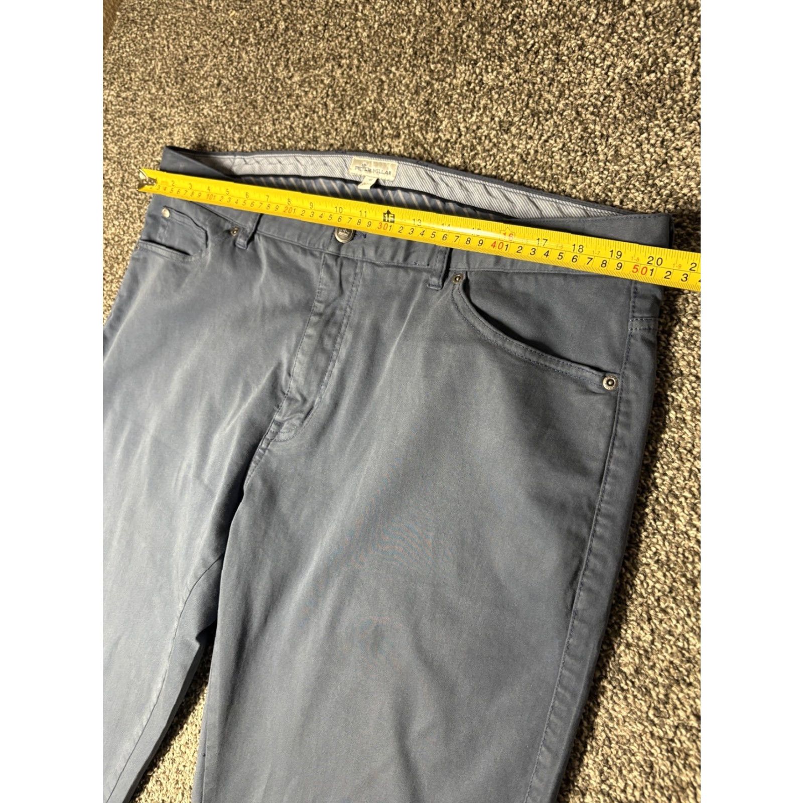 Peter Millar Peter Millar Ultimate Sateen Pants Mens 40x35 Blue 5 Pocket Golf ME0B39 Cross-Brand Logo Zipper Flat Front Chino Regular Straight Pant Mens Size US 40 / EU 56 - 4 Thumbnail