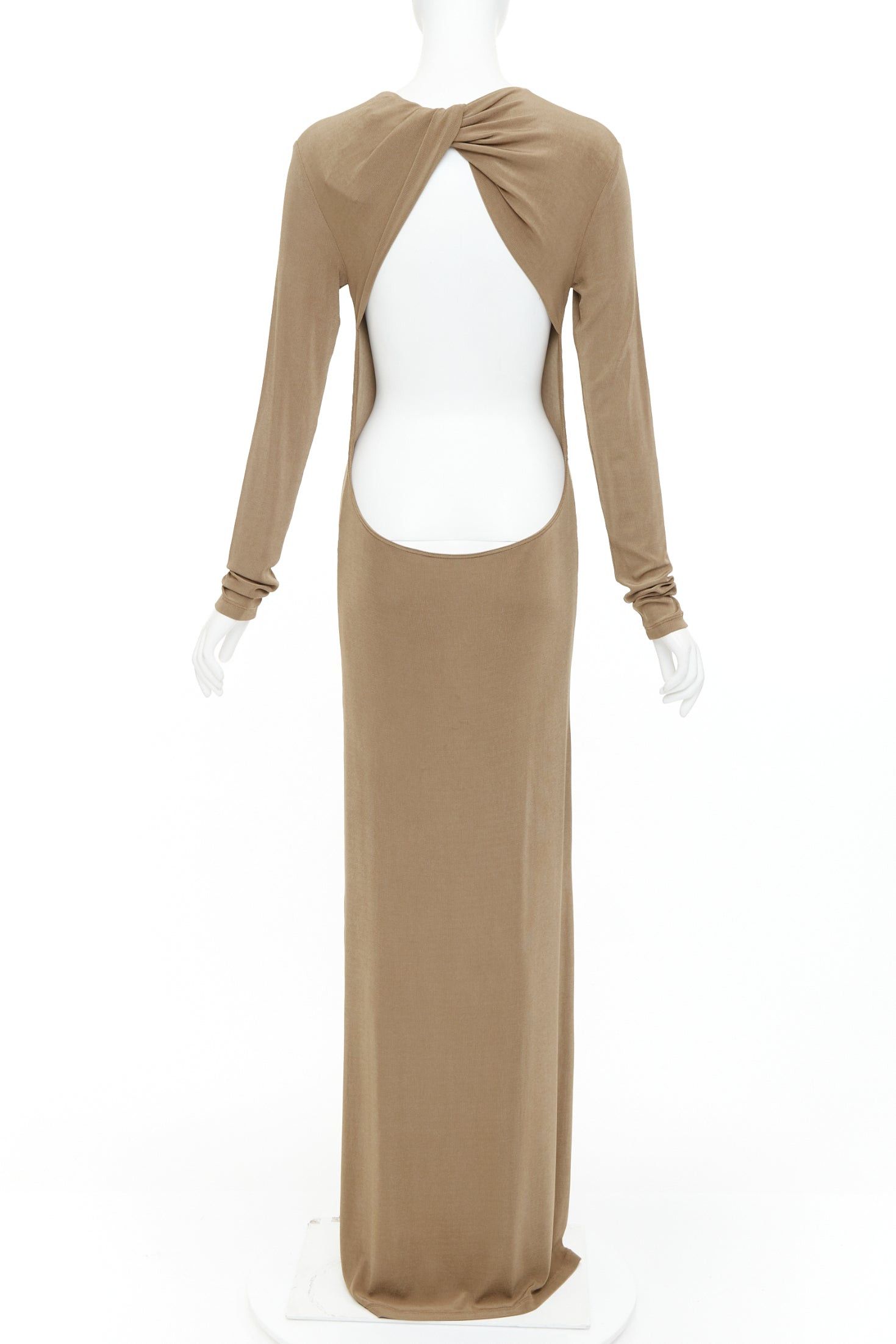 Saint Laurent Paris SAINT LAURENT 2024 beige viscose blend knit knot open back gown dress M Size M / US 6-8 / IT 42-44 - 1 Thumbnail