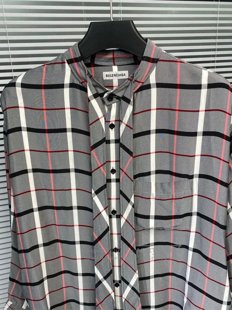 Balenciaga Balenciaga Long-sleeve checkered shirt with print logo Size XXS / US 00 / IT 34 - 3 Thumbnail