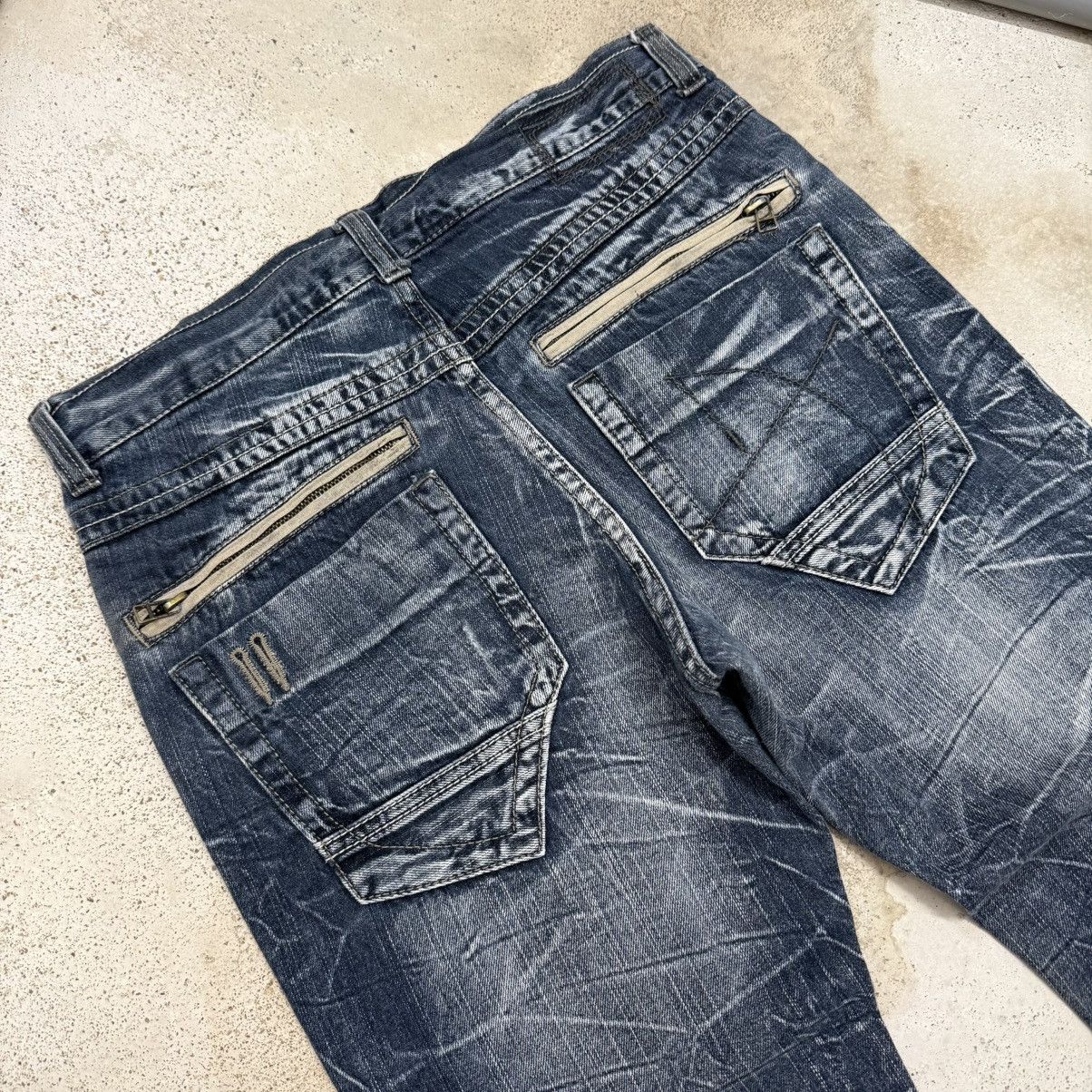 Japanese Brand Blow By Blue Crazy Y2K Whisker Washed Denim Pants Size US 31 - 10 Thumbnail