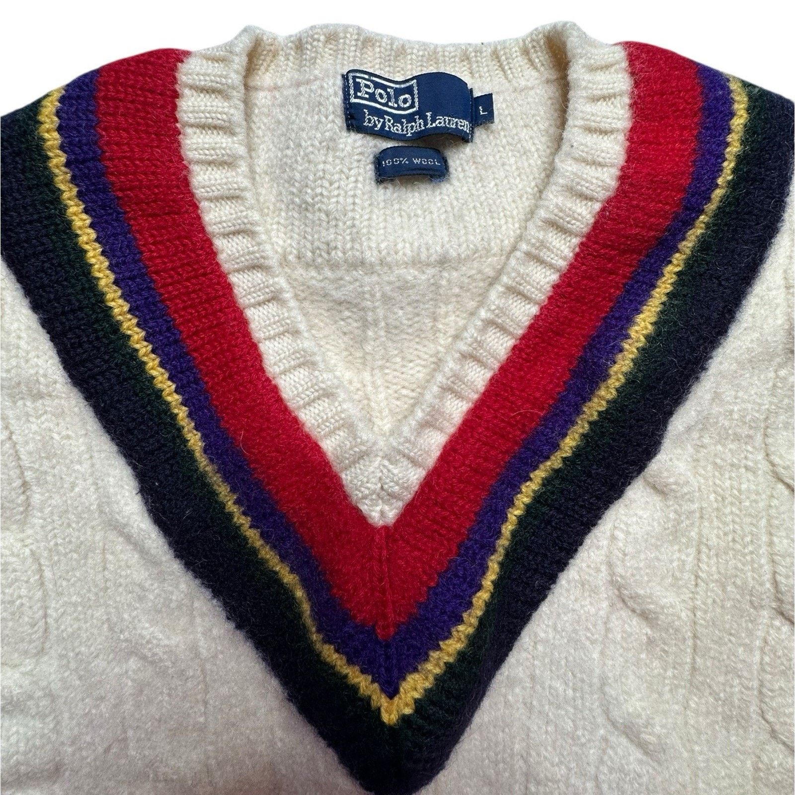 Polo Ralph Lauren Vintage 1980s Polo Ralph Lauren Wool Tennis Sweater Large Size US L / EU 52-54 / 3 - 3 Thumbnail