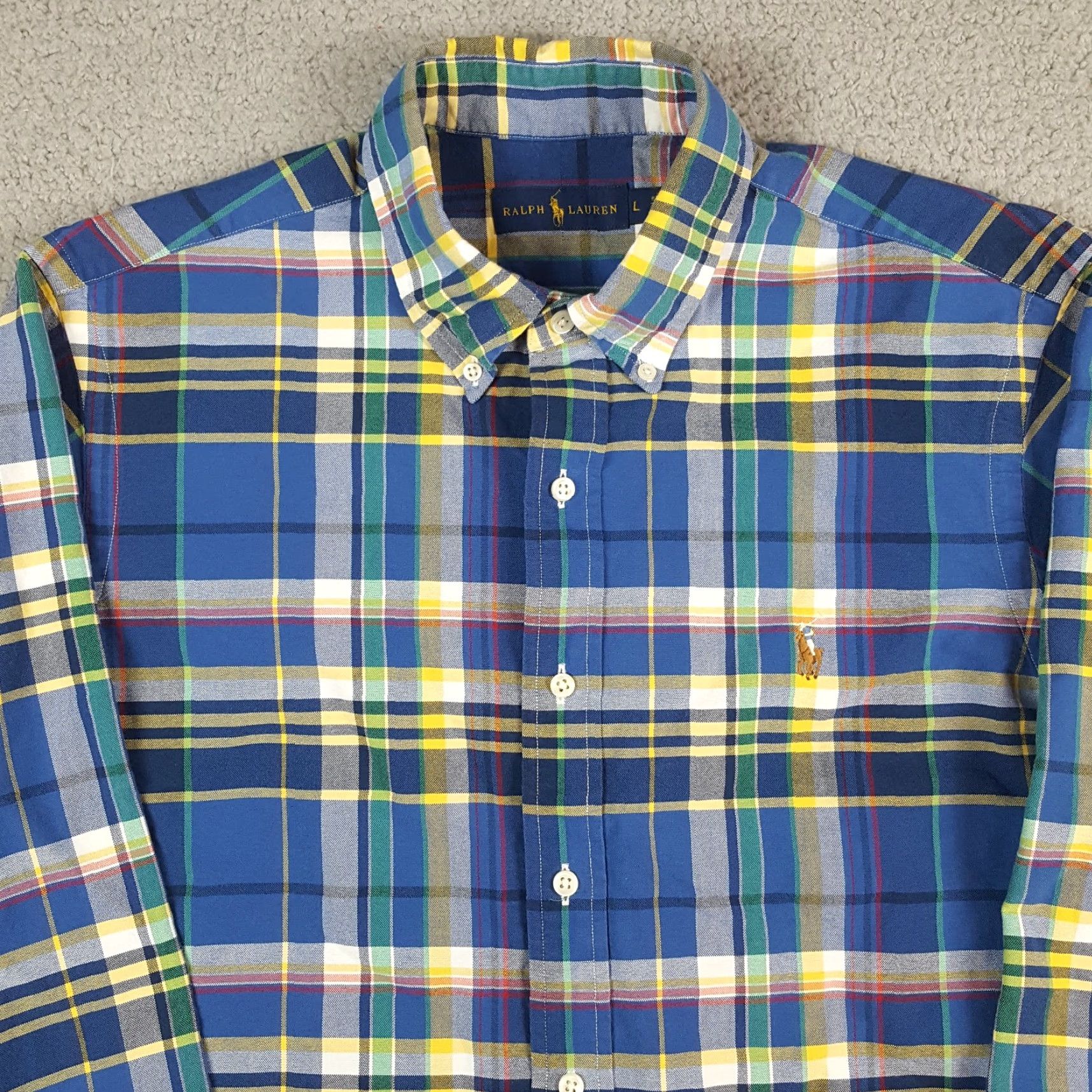 Ralph Lauren Ralph Lauren Button-Down Shirt Mens L Blue Plaid Preppy Pony Logo 90s Vintage Classic Casual Workwear Shirt Size 42R - 3 Thumbnail