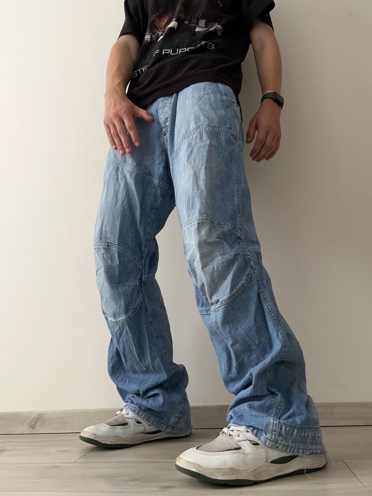 G-Star 🔥00'S G STAR DOUBLE KNEE WASHED RAW BAGGY FLARED JEANS Size US 36 / EU 52 - 12 Thumbnail