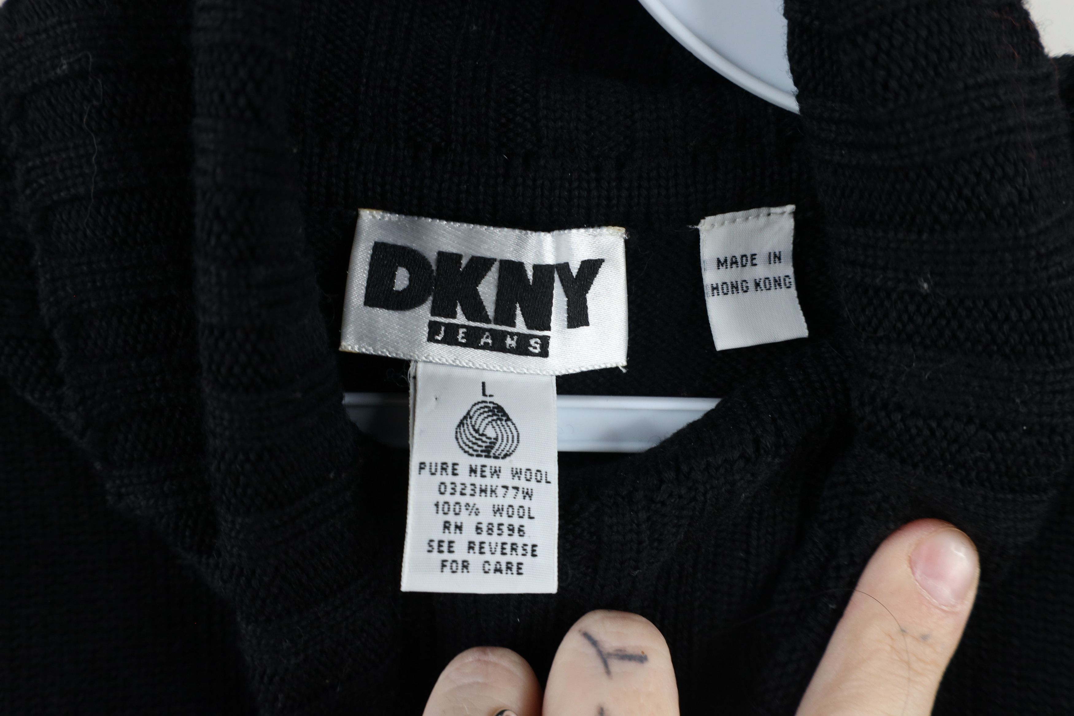 DKNY × Vintage Vintage 90s DKNY Blank Wool Knit Turtleneck Sweater Black Size L / US 10 / IT 46 - 5 Thumbnail