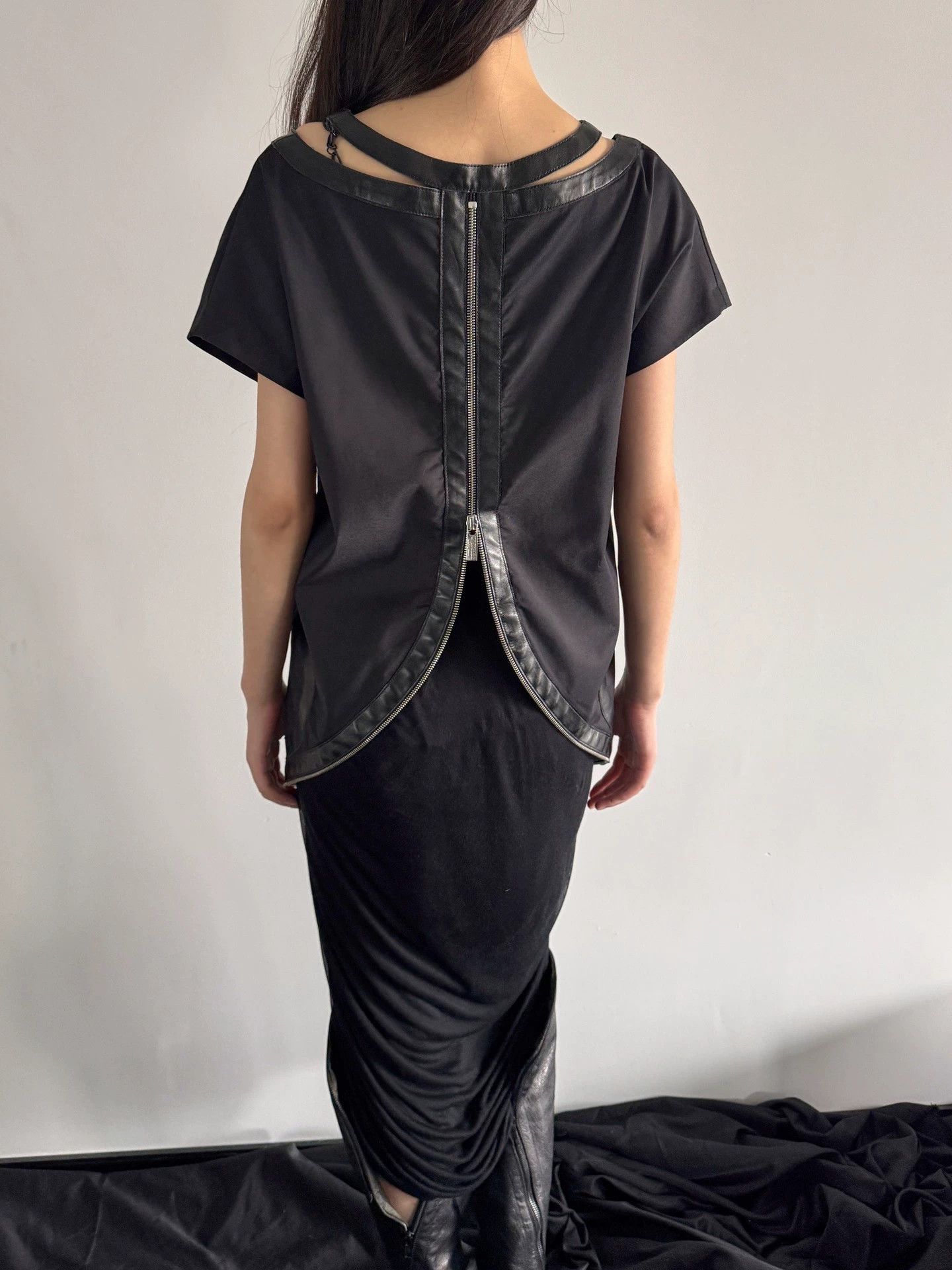 Other Belgian Deconstructed Leather Raglan Zip Short Sleeve Top Size M / US 6-8 / IT 42-44 - 8 Thumbnail