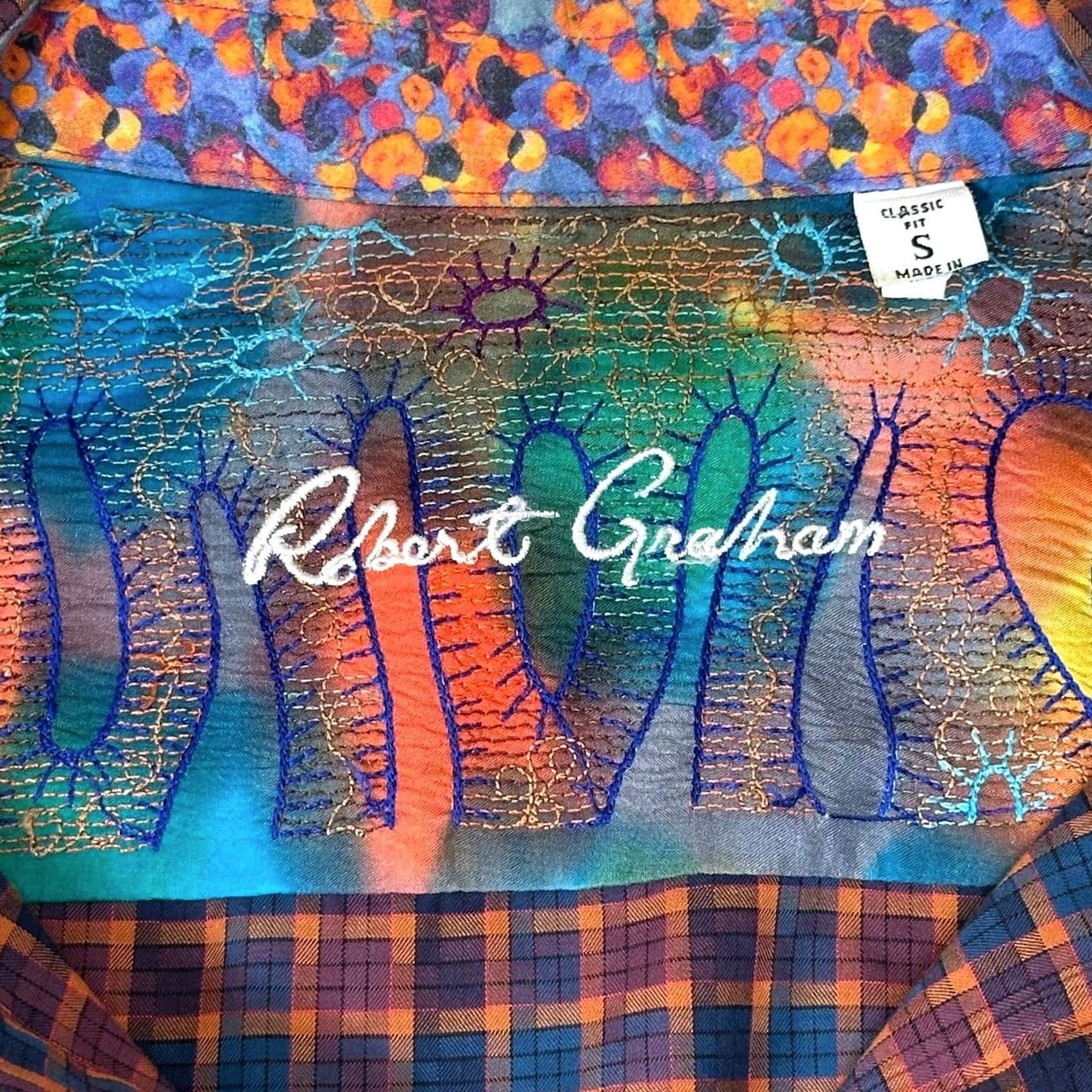 Robert Graham Robert Graham Shirt Mens Button-Up Plaid Blue Orange Colorful Office Work S Regular Long Sleeve Button-Down Menswear Size US S / EU 44-46 / 1 - 6 Thumbnail