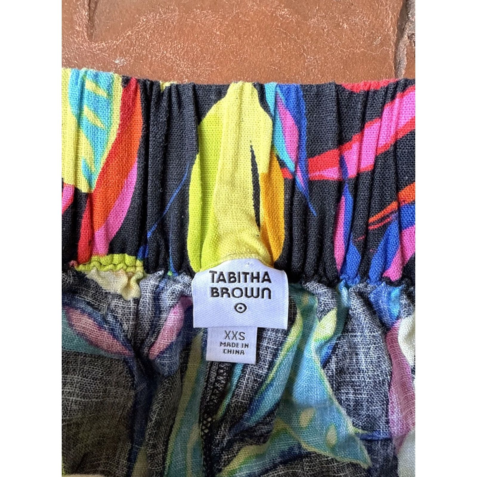 Habitat VINTAGE not - wait - Tabitha Brown Target Lemon Print Wide Leg Linen Blend Beachy Pants Women's XXS Size 24" / US 00 / IT 34 - 2 Thumbnail