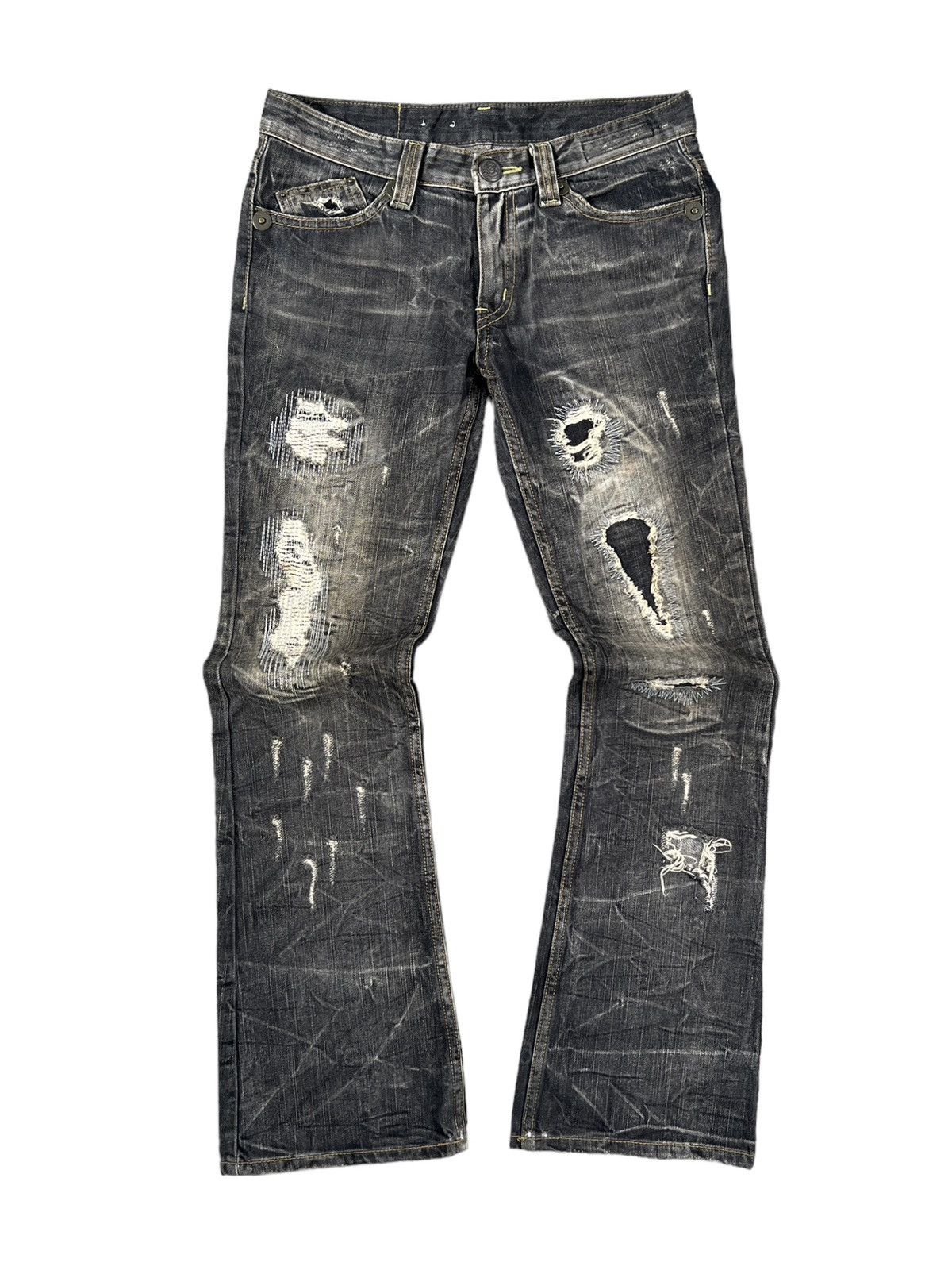 Japanese Brand On Board 🇯🇵 Distressed Flare Denim Size US 31 - 1 Thumbnail