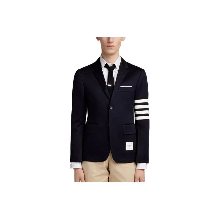 Thom Browne Thom Browne Navy Striped Blazer for Men Size US S / EU 44-46 / 1 - 1 Thumbnail