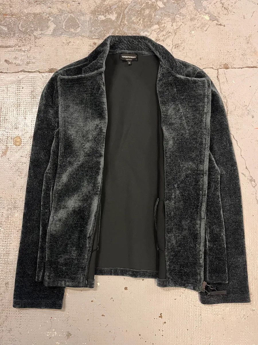 Emporio Armani 2010s Emporio Armani Navy Green Velvet Asymmetrical Jacket Size US M / EU 48-50 / 2 - 9 Thumbnail