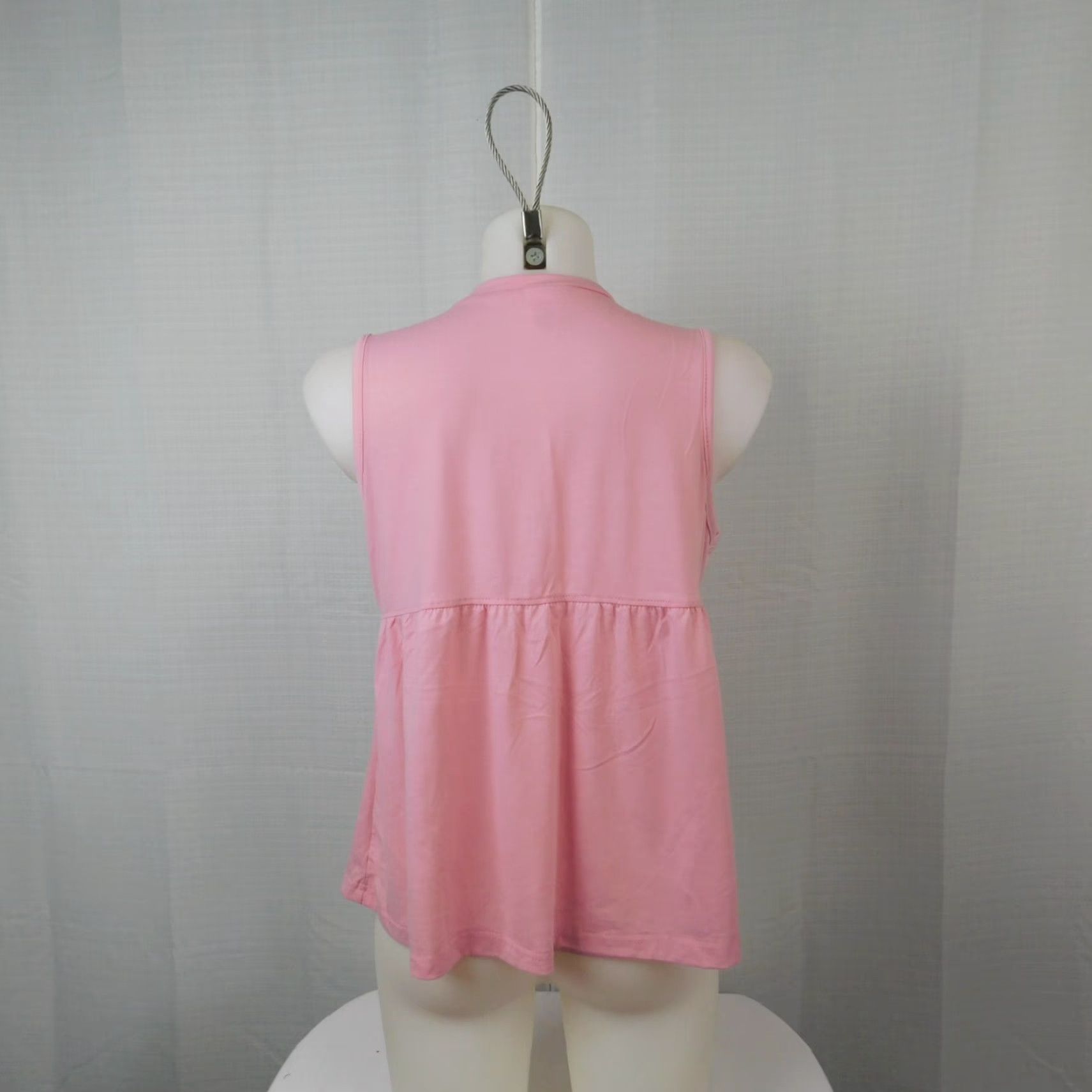 Vintage Women's Sleeveless Crew Neck Knit Peplum Tank Pastel Pink XL #1781 Size XL / US 12-14 / IT 48-50 - 3 Thumbnail