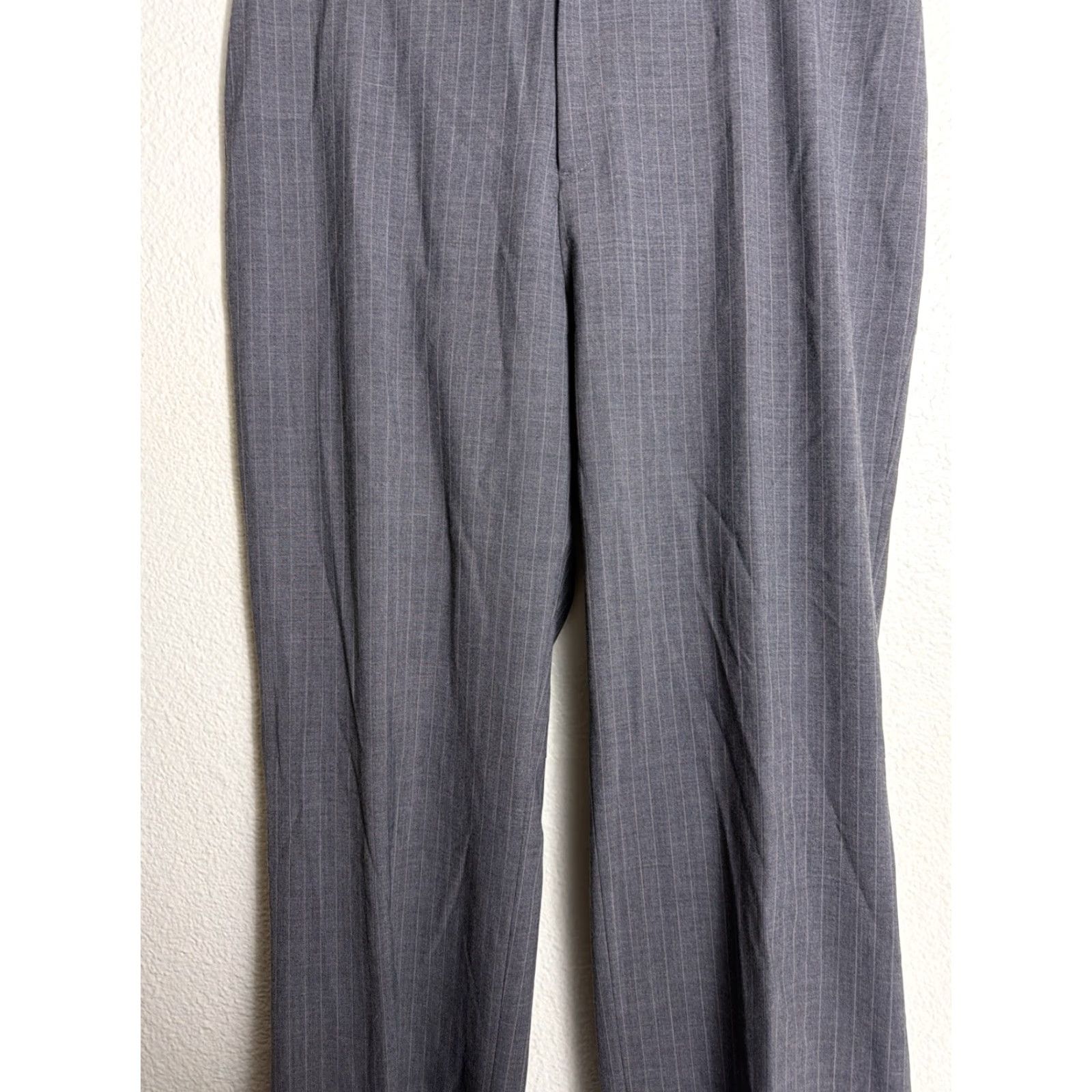 Gap VINTAGE Gap Y2K Women’s 14R Wool Polyester Gray Pinstripe Wide-Leg Dress Pants 34x32 Women Size 36" / US 14 / IT 50 - 3 Thumbnail