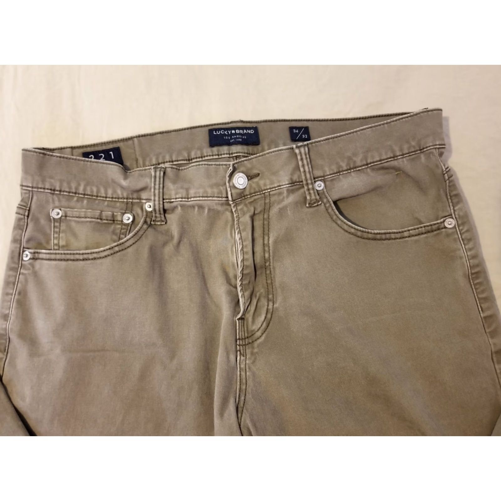 Lucky Brand Lucky Brand Jeans 34x32 Slim Straight Denim 5-Pocket Men Beige Khaki Pants Vintage No Size US 34 / EU 50 - 4 Thumbnail