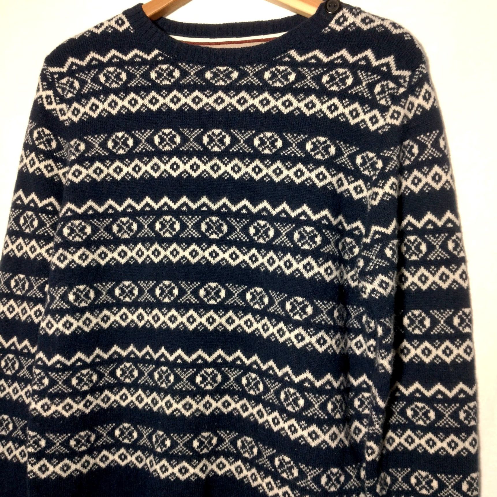 Lindbergh Lindbergh Sweater Pullover Women M Navy Blue White Fair Isle Nordic Wool Blend Knit Round Neck Long Sleeve Casual Size M / US 6-8 / IT 42-44 - 5 Thumbnail