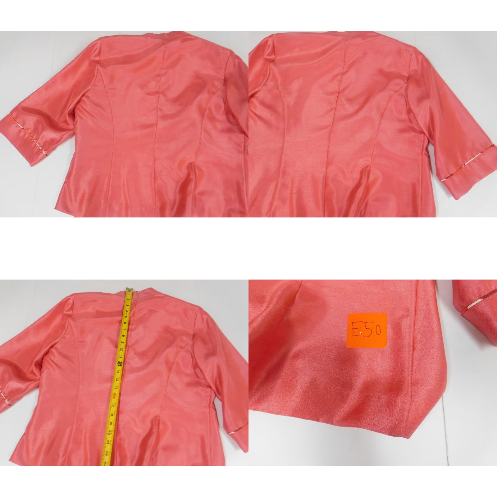Vintage Maya Brooke Blazer Womens 14W Pink Flower No Button Lightweight Suit Jacket Notch Lapel Tuxedo Style Fall Winter Casual Business Size XL / US 12-14 / IT 48-50 - 8 Thumbnail