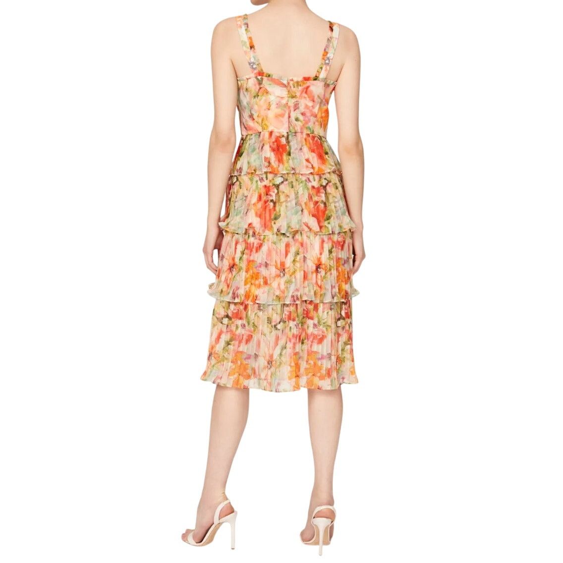 Marchesa Marchesa Notte Floral Midi Dress in Orange, Size US 2 Size XS / US 0-2 / IT 36-38 - 3 Thumbnail
