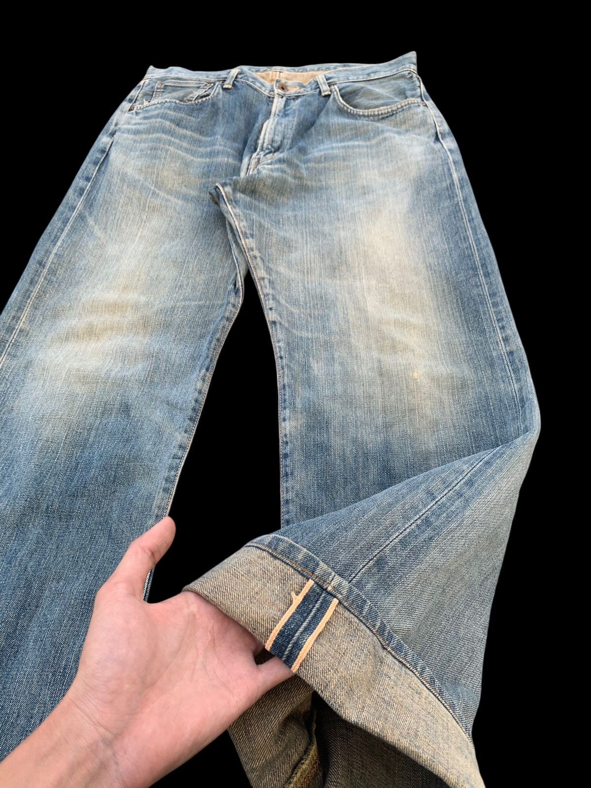 Kapital VINTAGE EDWIN 505 SELVEDGE FADED&RUSTY DISTRESSED DENIM Size US 28 / EU 44 - 5 Thumbnail