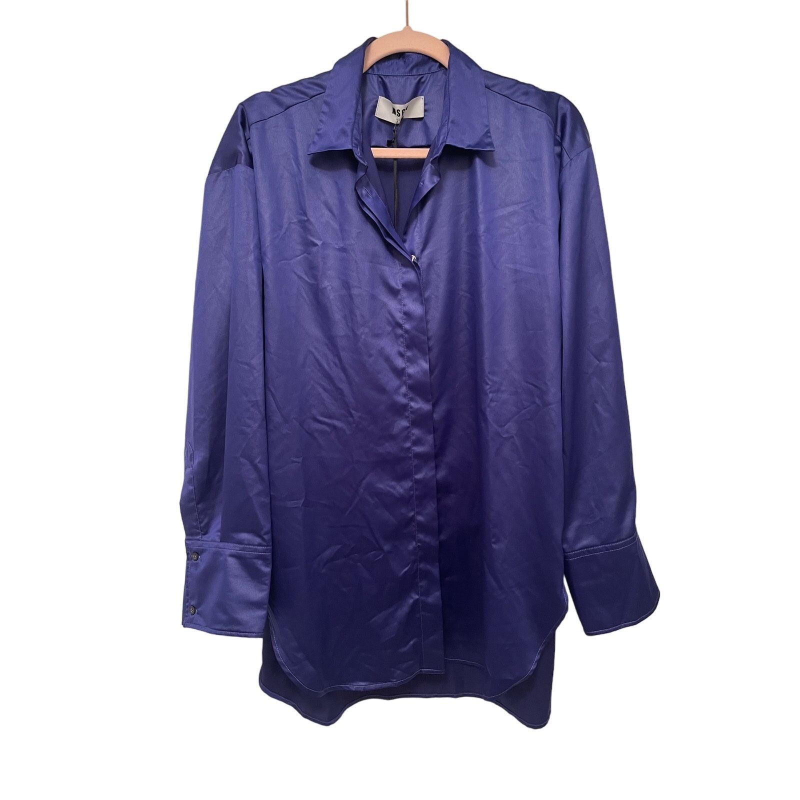 MSGM MSGM, Camica/Shirt, Blue Satin, NWT, Size: 42 Size S / US 4 / IT 40 - 1 Thumbnail
