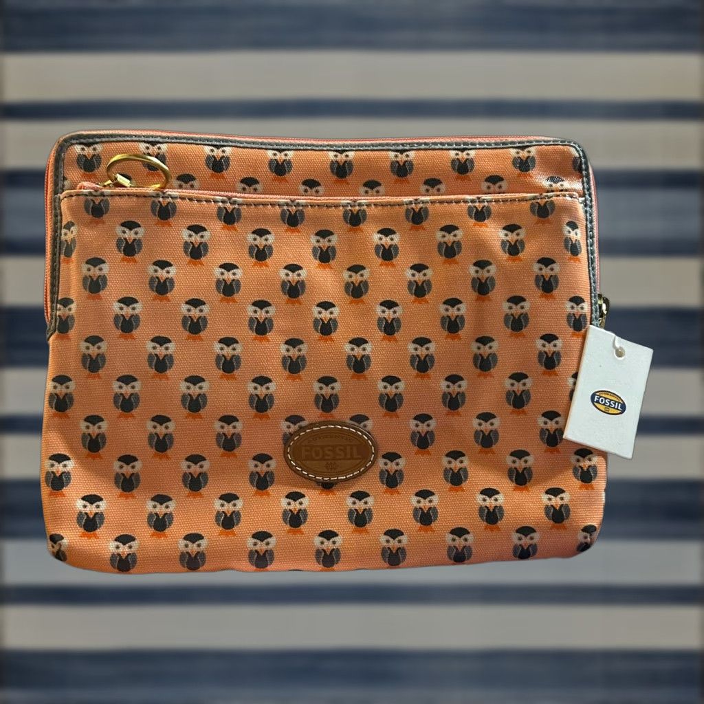 Fossil Fossil KeyPer Shopper Owls Coated Canvas Tablet Sleeve NWT Women's Dusty Rose Pink Canvas Envelope Wallet Zip-Around Size L / US 10 / IT 46 - 1 Thumbnail