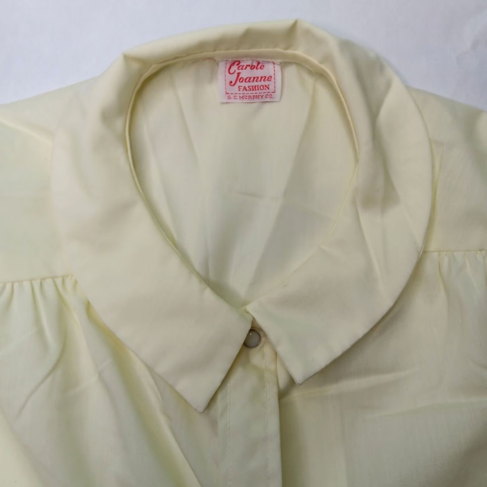 CO VINTAGE Carole Joanne Shirt Nightgown Grannycore Yellow Cotton L/XL Nightgown Snap Front Short Sleeves Adults Womens Size ONE SIZE - 3 Thumbnail