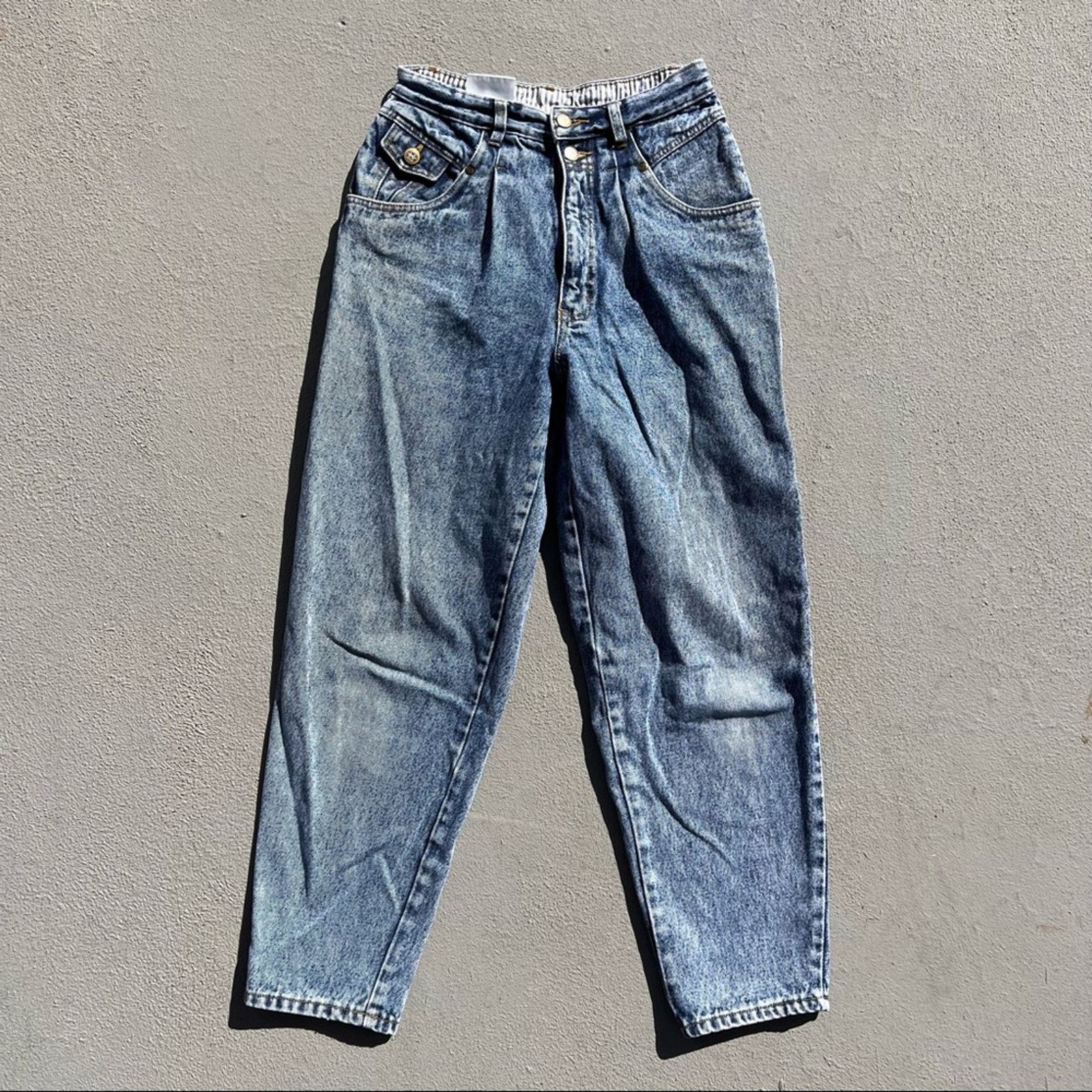 80s Bill Blass high rise pleated baggies mom jeans tapered