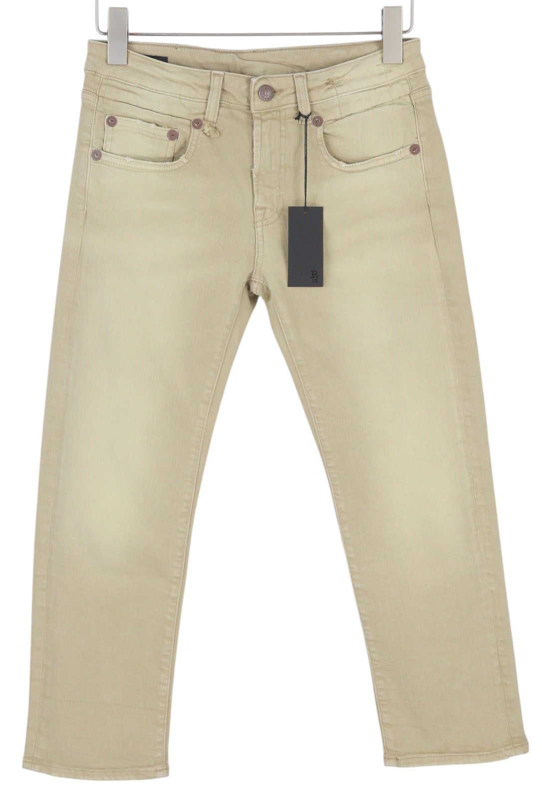 R13 BOY STRAIGHT 27 Khaki Stretchy Washed Cropped 86277 Size 27" / US 4 / IT 40 - 3 Thumbnail