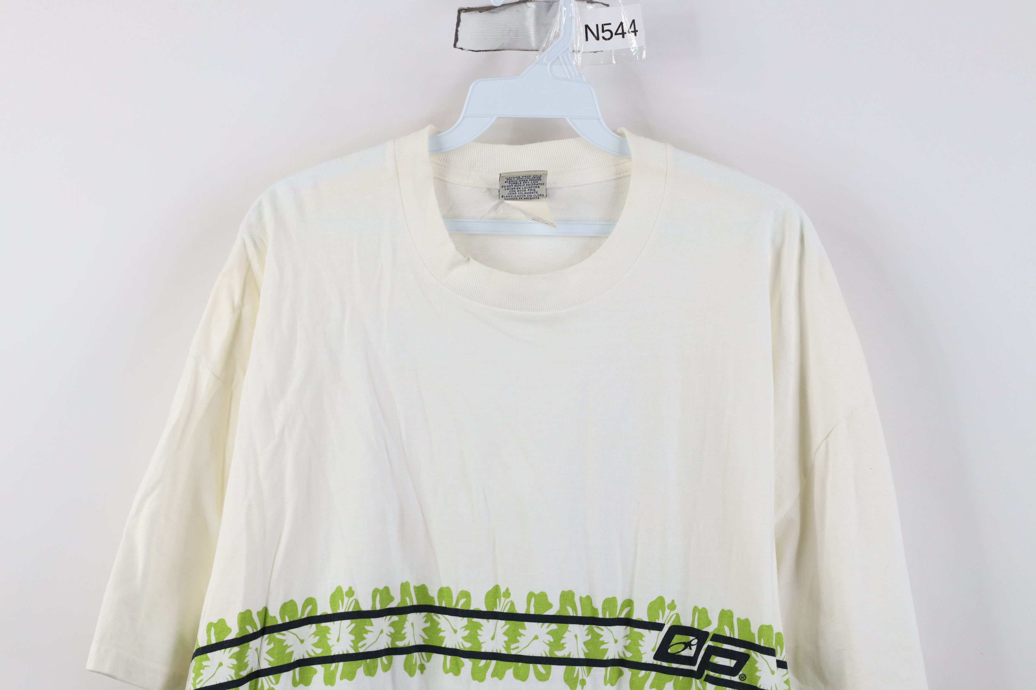 Ocean Pacific Vintage 90s Ocean Pacific OP Flower Surfing T-Shirt White Size US XL / EU 56 / 4 - 2 Thumbnail