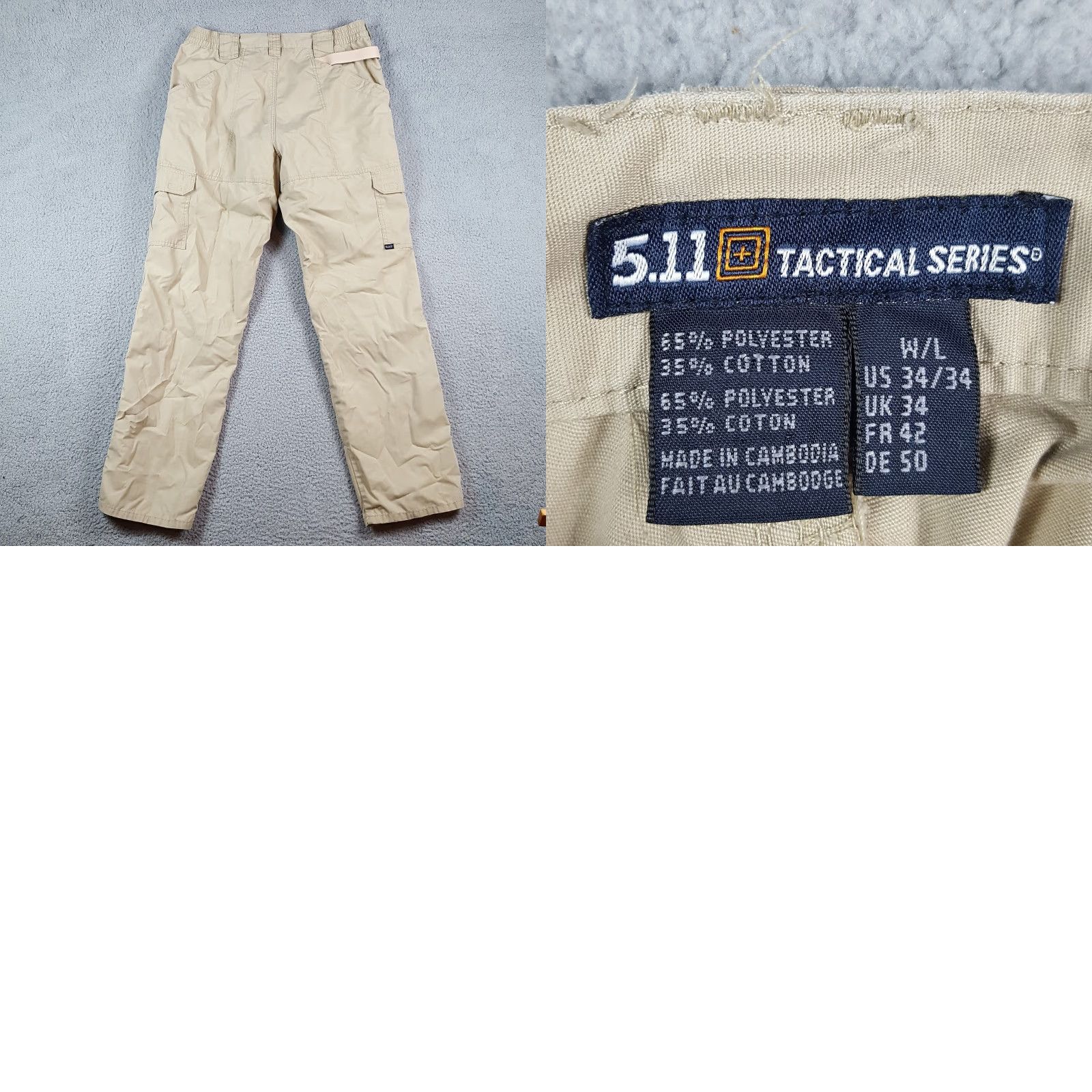 Vintage VINTAGE 5.11 Tactical Men's Cargo Pants Regular Fit Size 34x32 Beige Canvas Outdoor Workwear Y2K Size US 34 / EU 50 - 8 Thumbnail