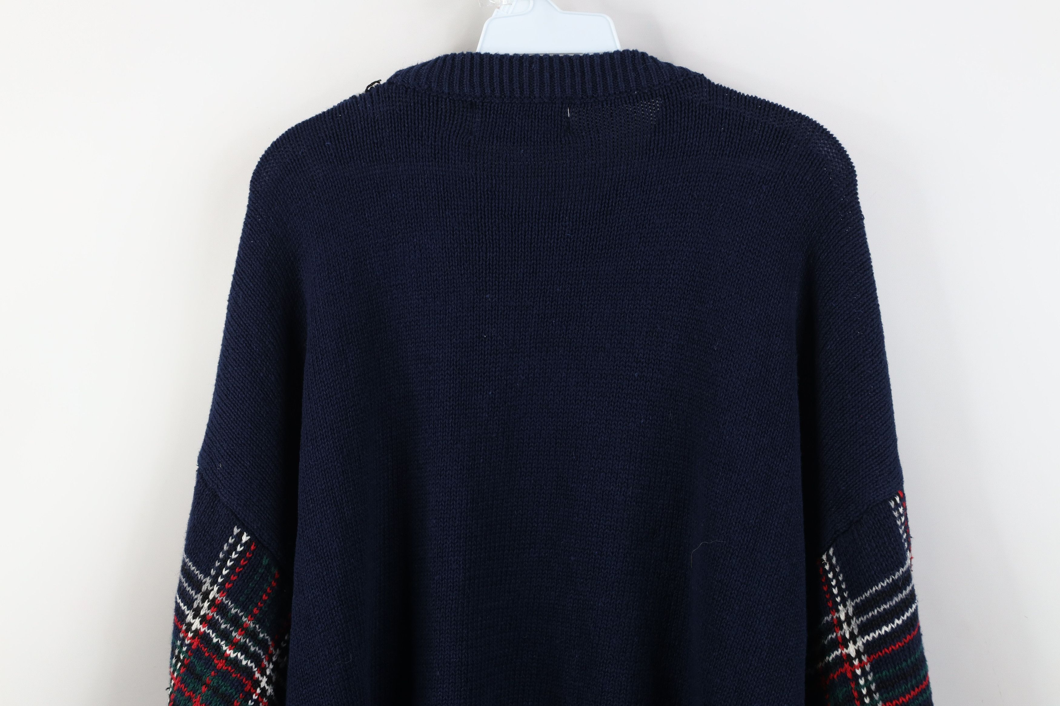 Vintage Vintage 90s Streetwear Baggy Fit Knit Crewneck Sweater Plaid Size US XL / EU 56 / 4 - 11 Thumbnail